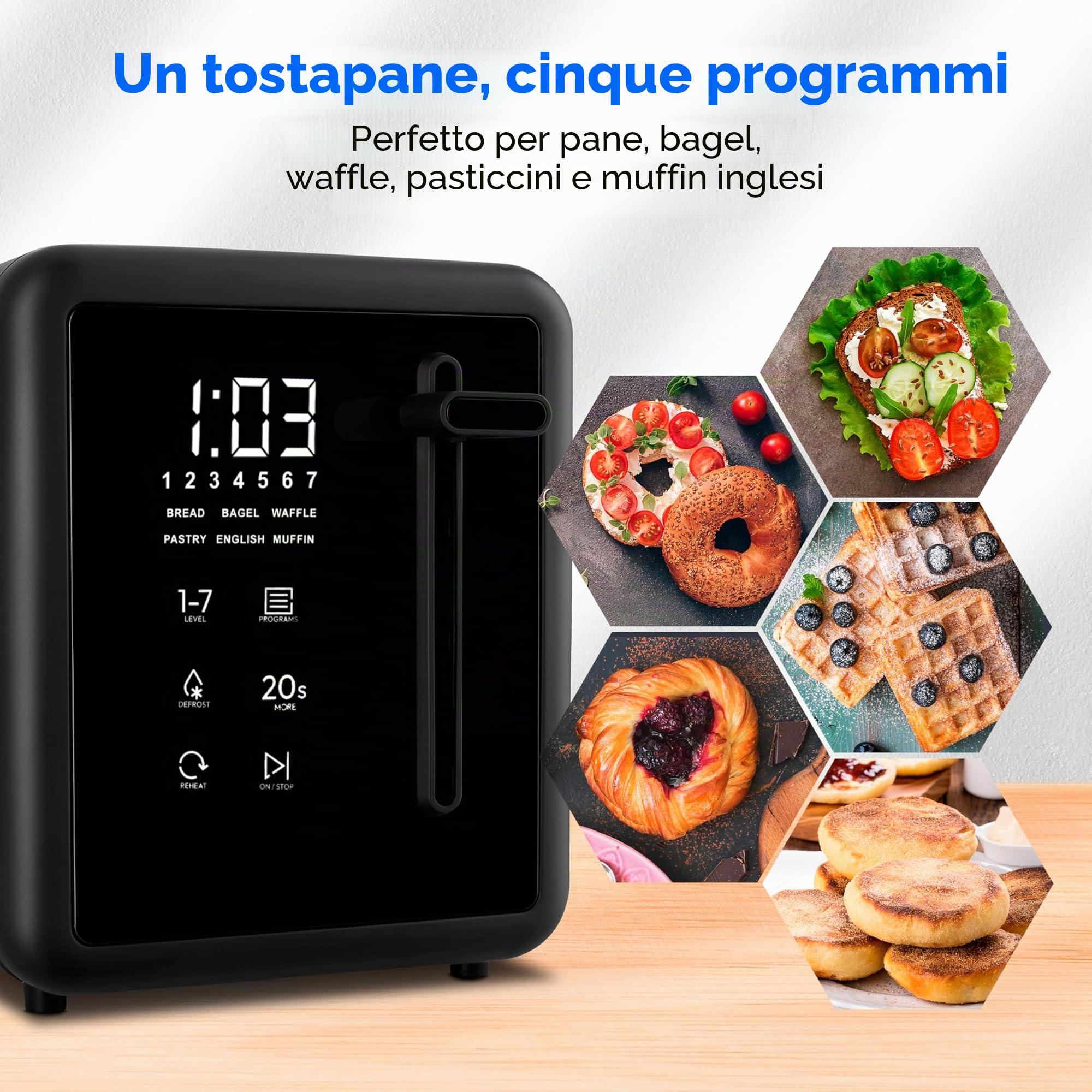 MEDION MD12103 tostapane 4 fette nero acciaio inox