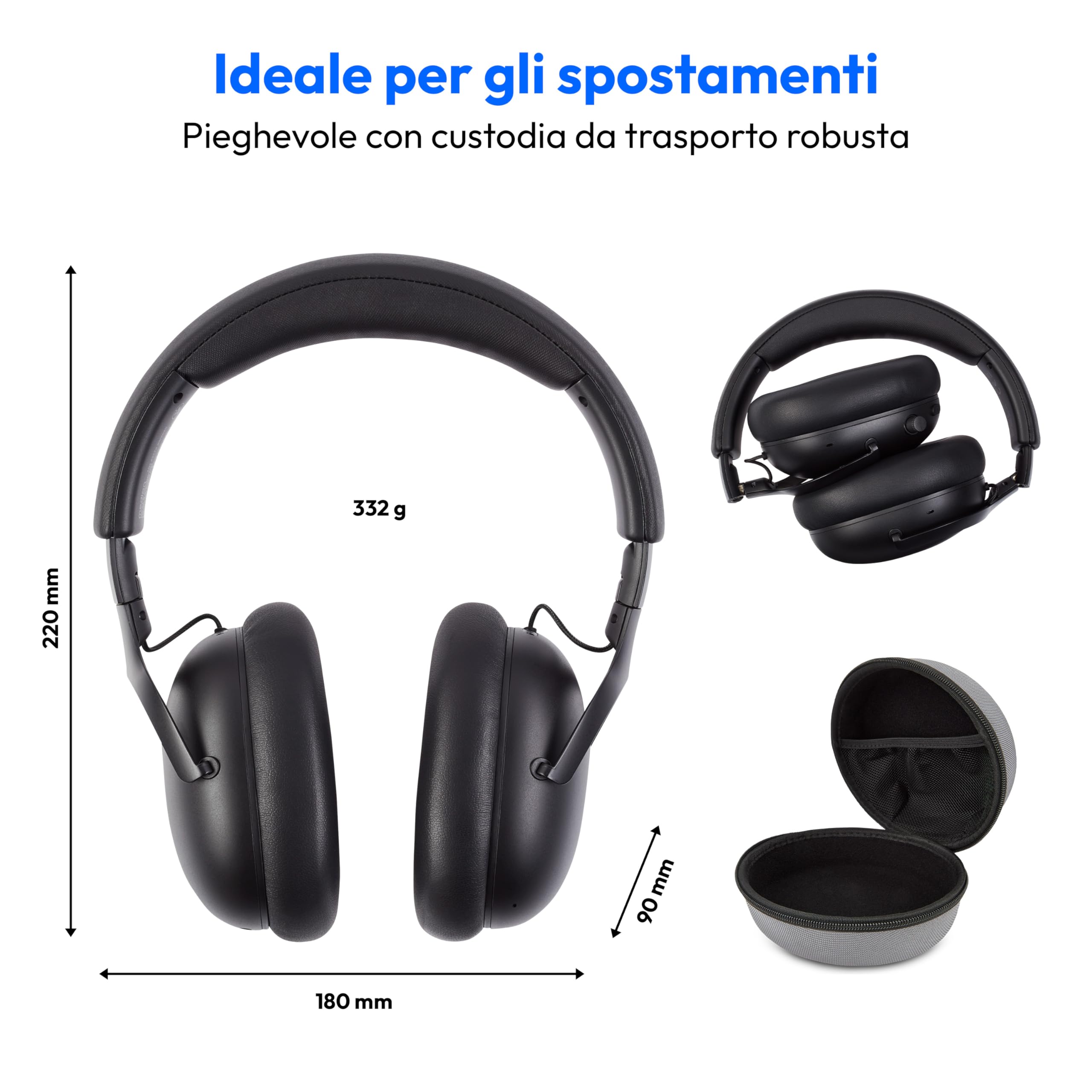 MEDION HX-1 Pure cuffie over-ear Bluetooth nere 100h