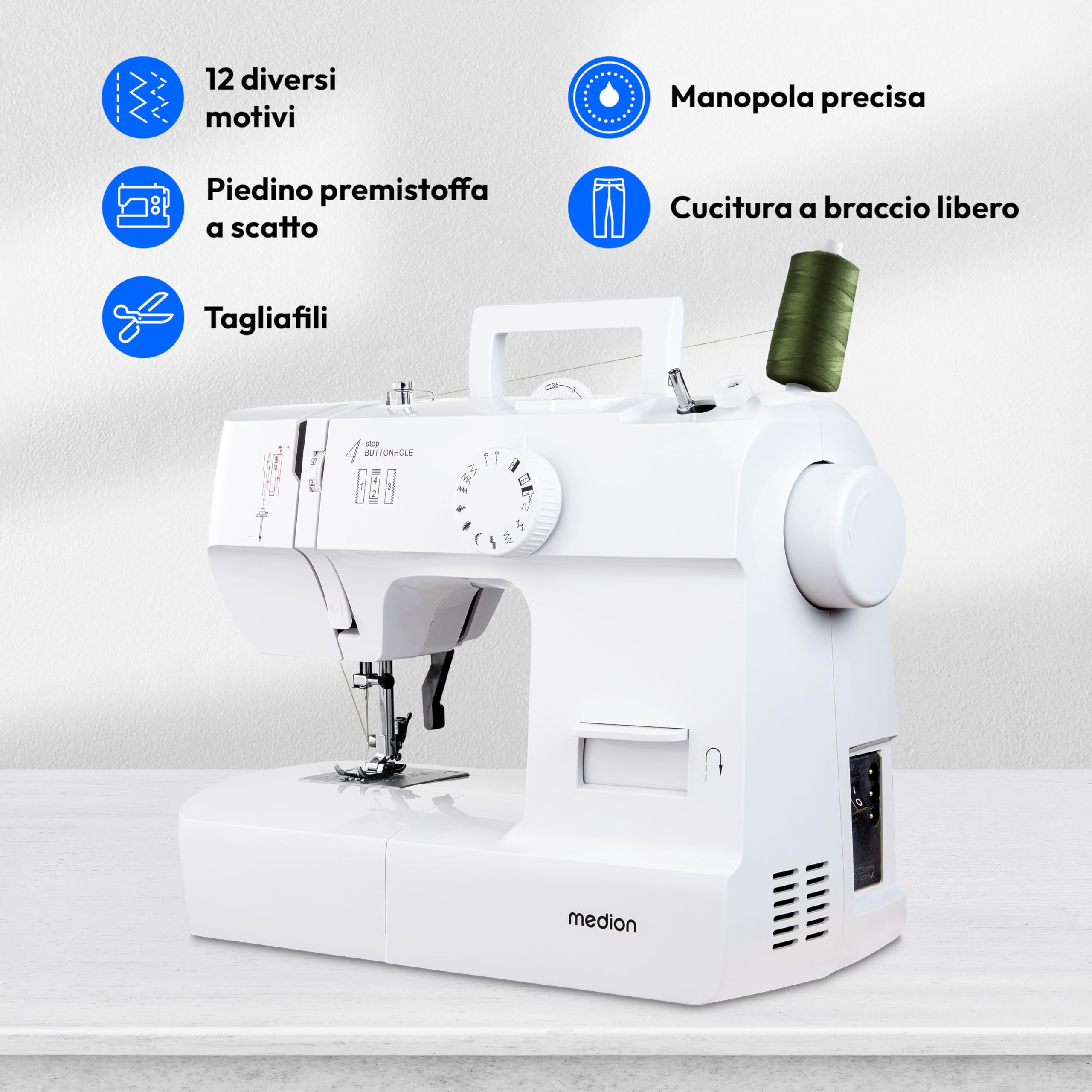 MEDION LIFE SM70 macchina da cucire bianca 12 punti