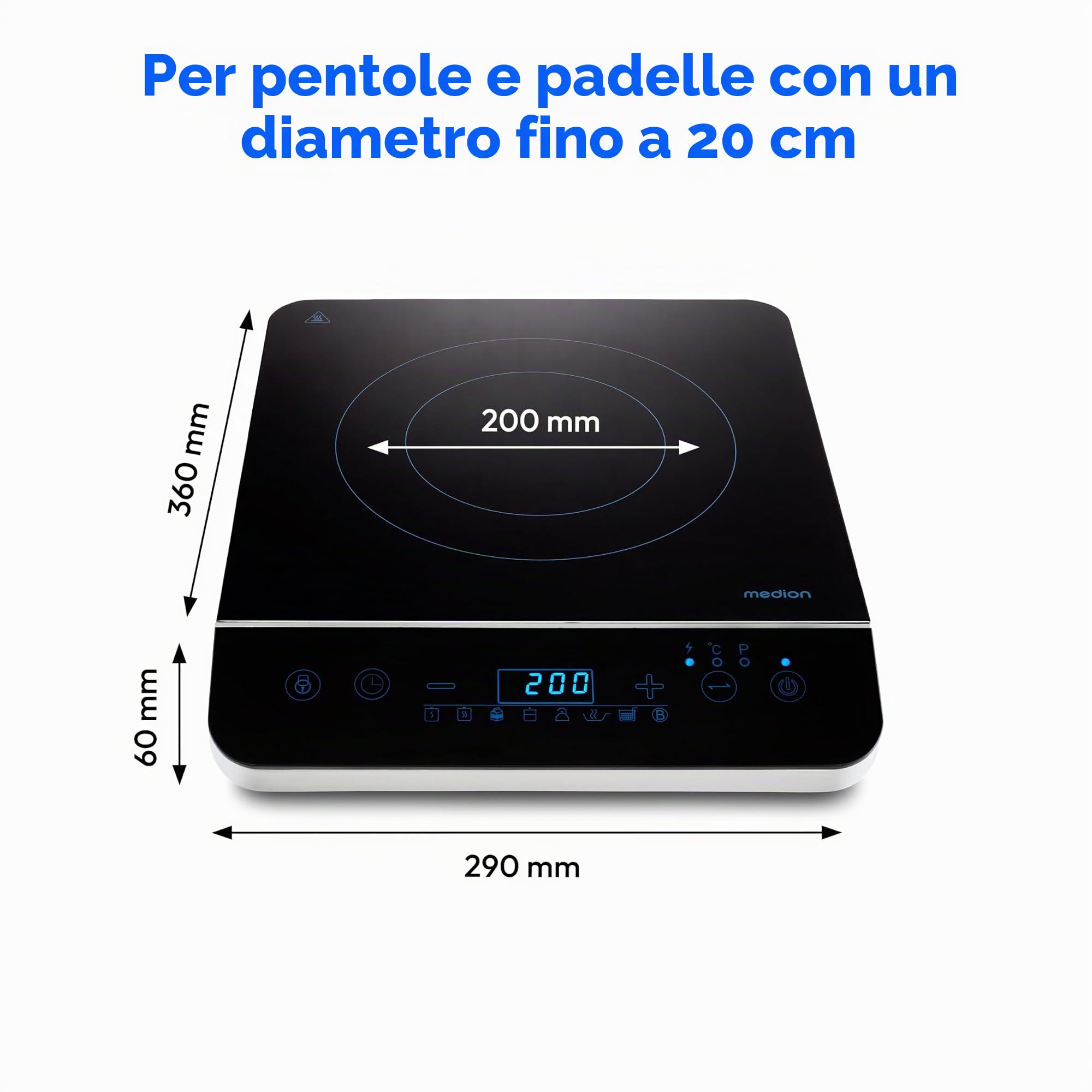 MEDION MD 17595 piano cottura a induzione 2000W nero
