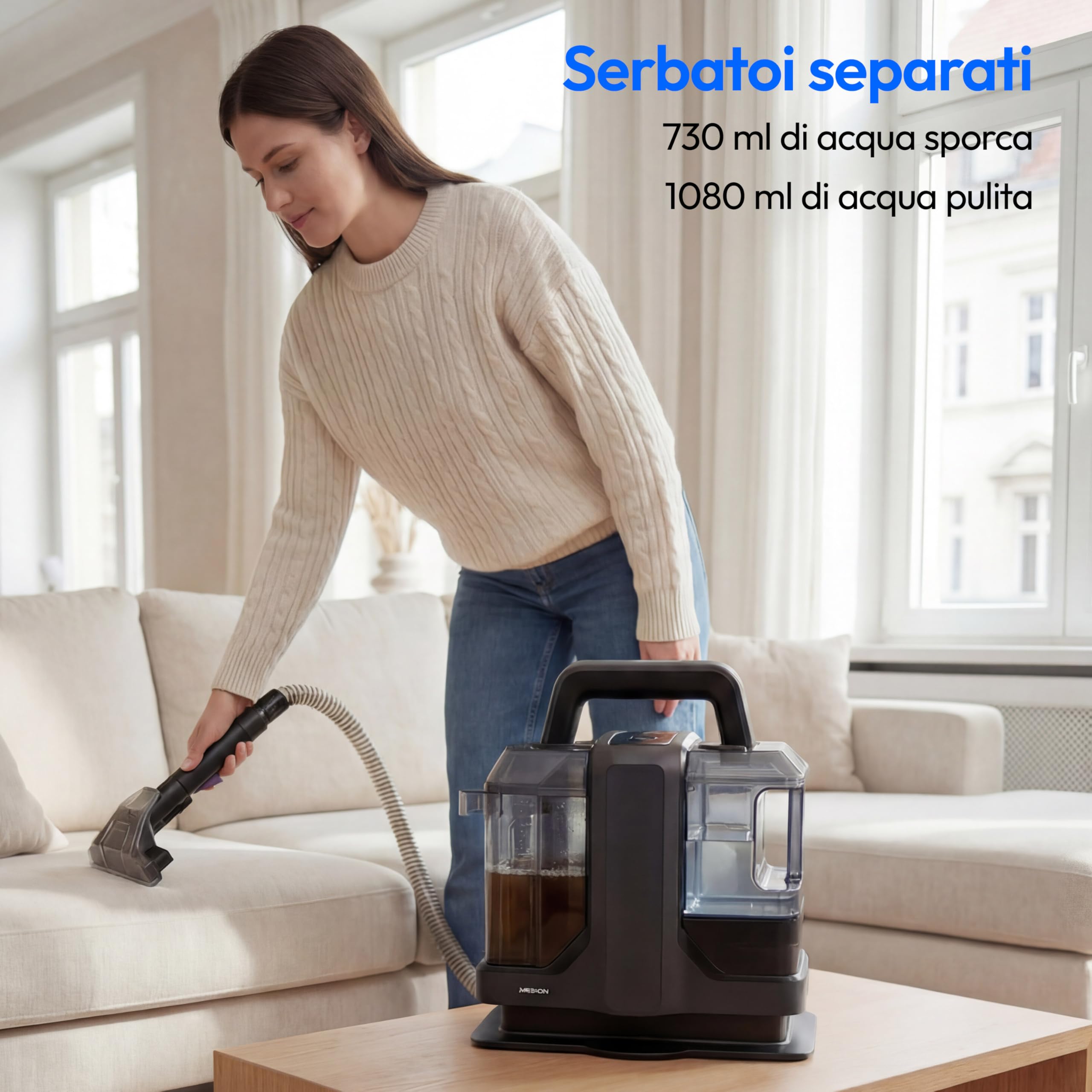MEDION MD100122 lavatappeti 750 W con serbatoio 1080 ml