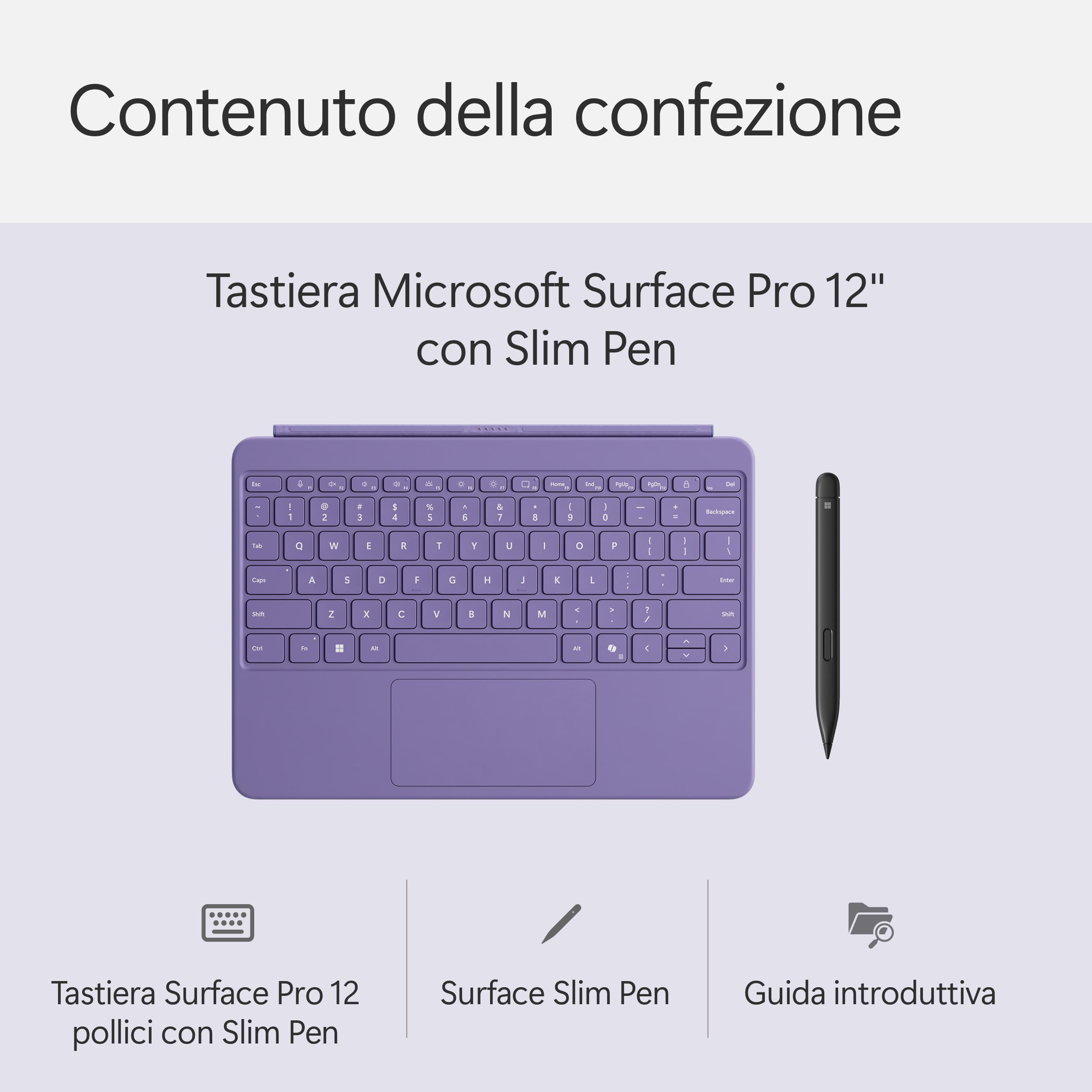 Microsoft Surface Pro 12'' Tastiera con Slim Pen Viola retroilluminata