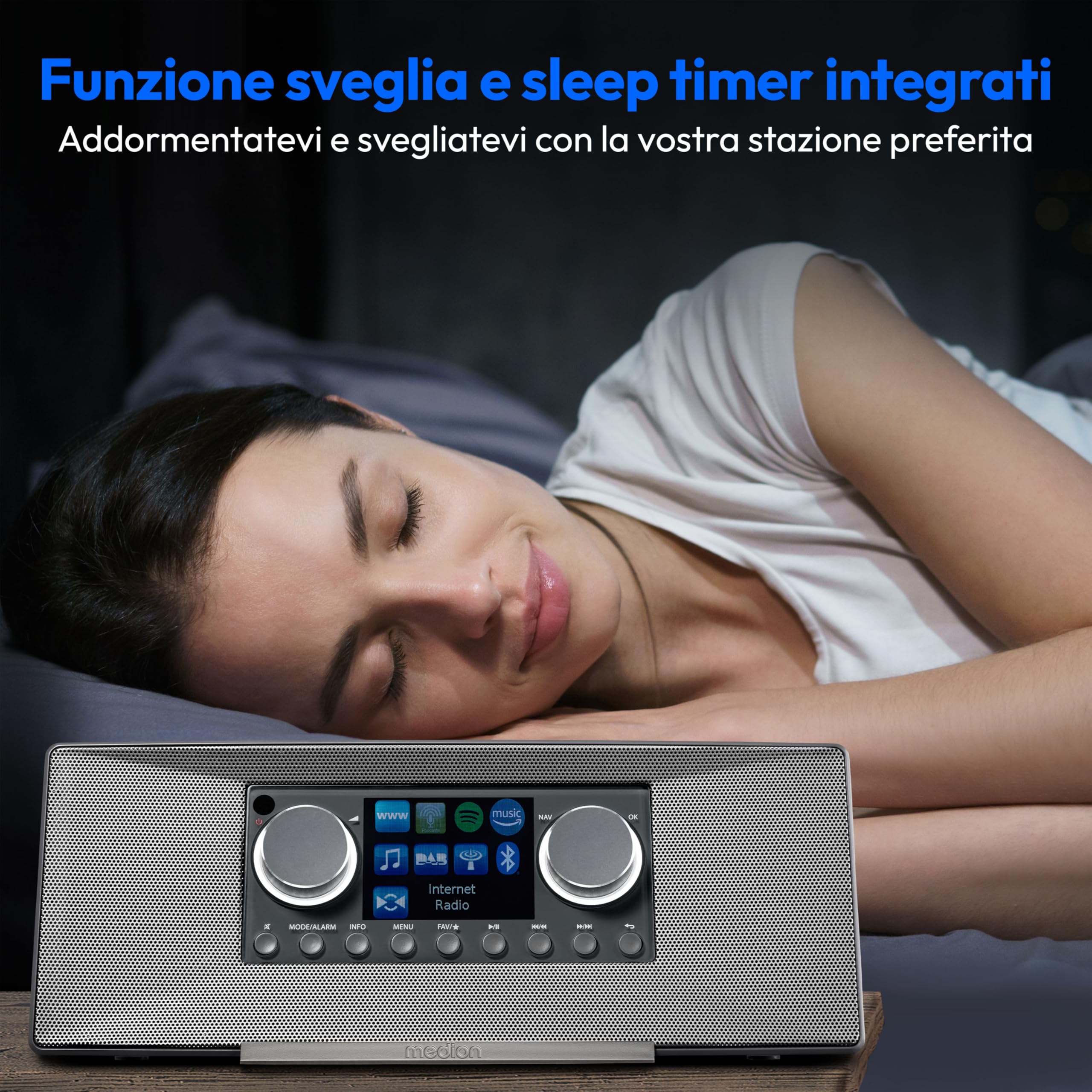MEDION P85333 radio internet DAB+ WLAN grigia Spotify