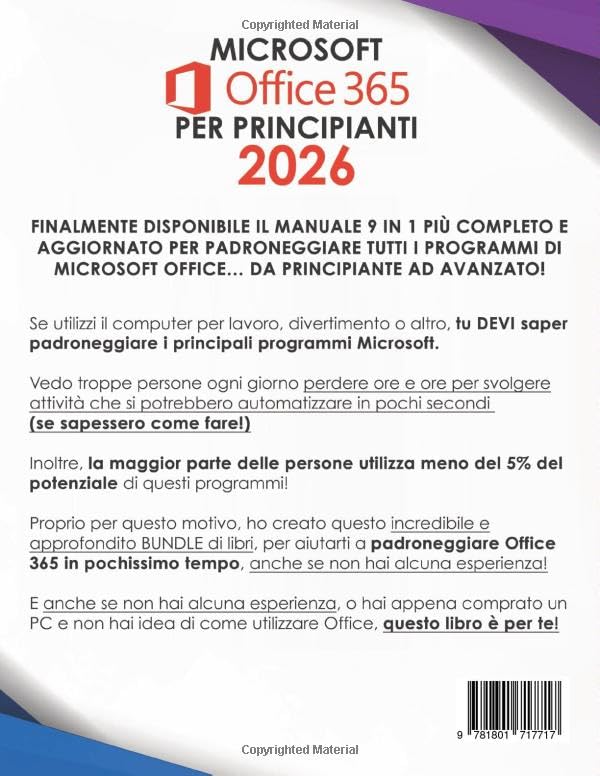 Microsoft Office 365 per Principianti 9 in 1 Libro Excel Word Guida