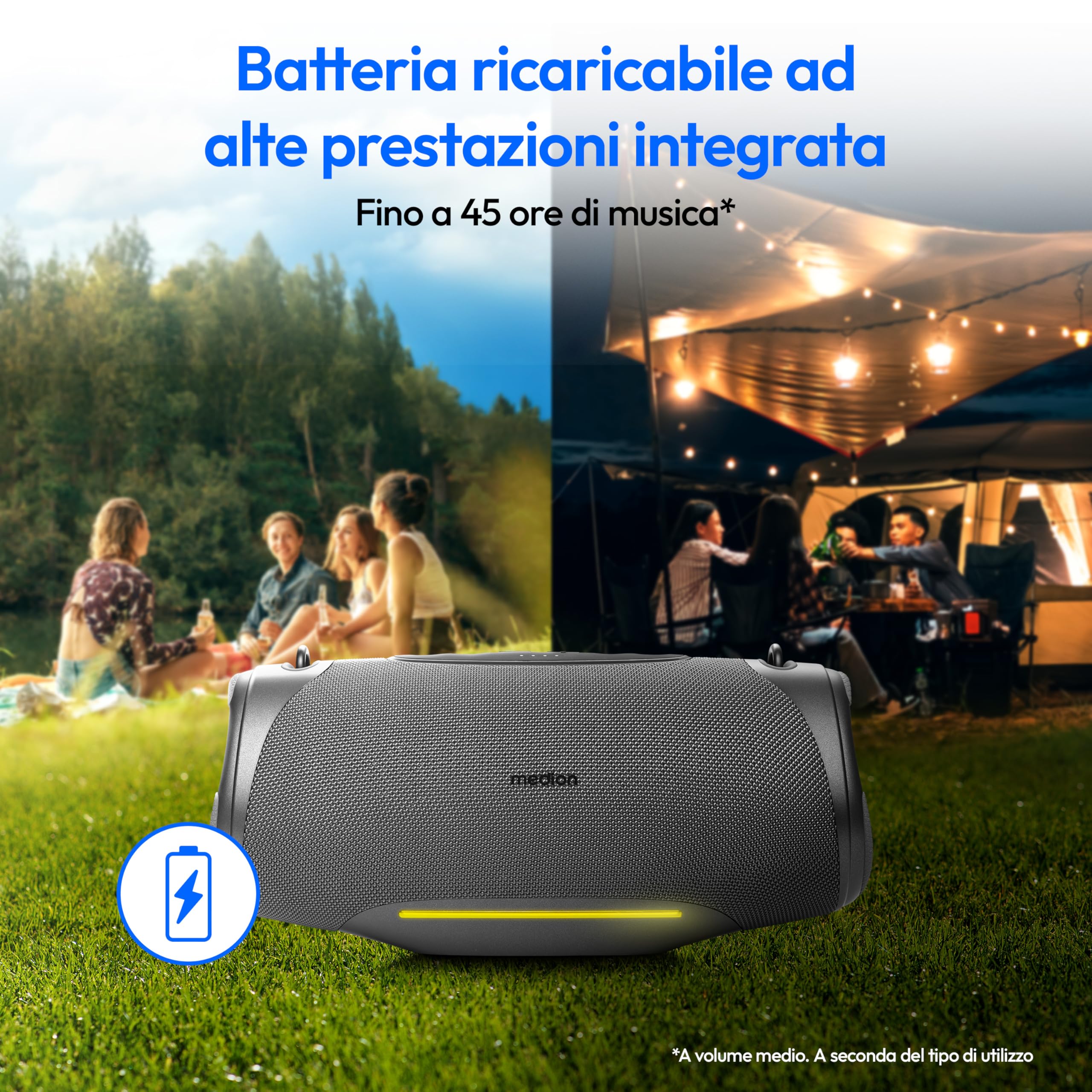 Medion Life P61762 altoparlante Bluetooth antracite IPX7 50W