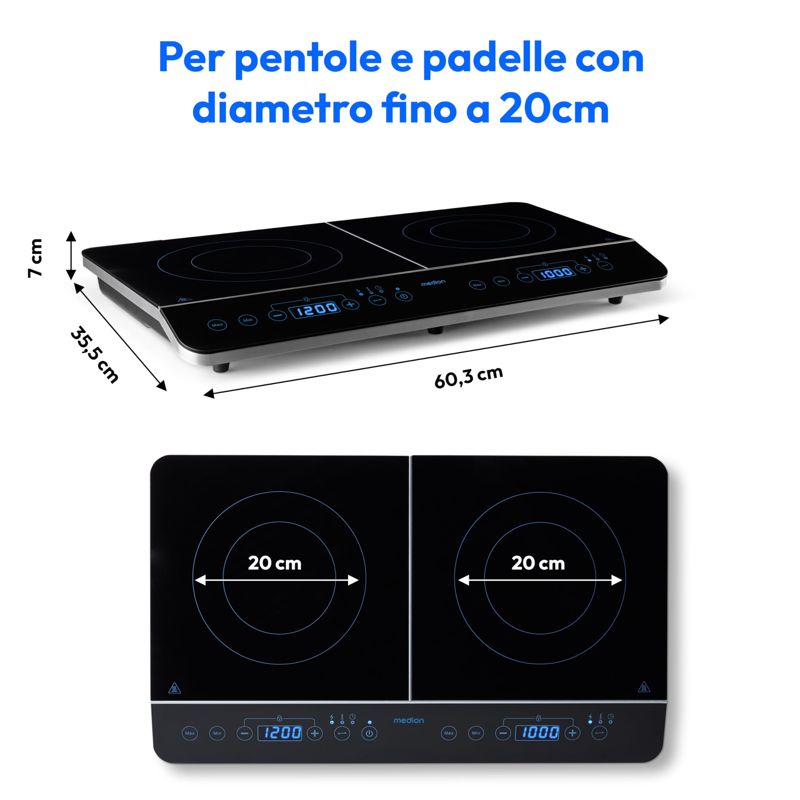 MEDION MD 15324 piastra a induzione doppia 3500W nera