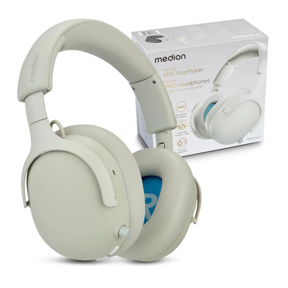 MEDION HX-1 Plus cuffie over ear bluetooth bianche ANC