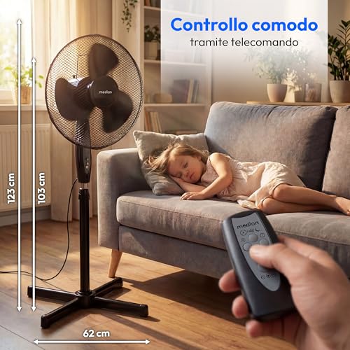 MEDION MD18795 ventilatore a piantana 45W nero telecomando