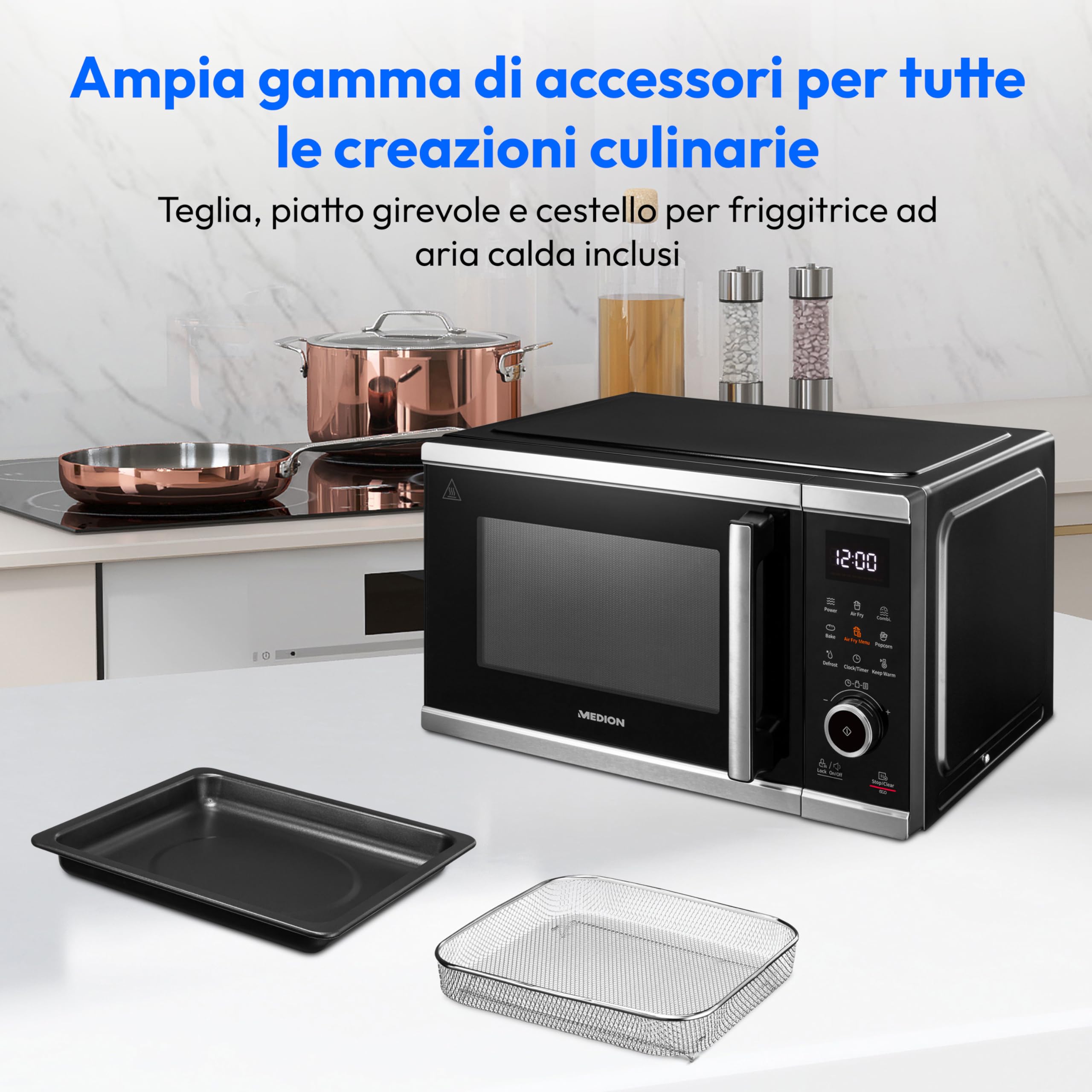 MEDION MD11499 Microonde 25L 900W con Friggitrice ad Aria Nero