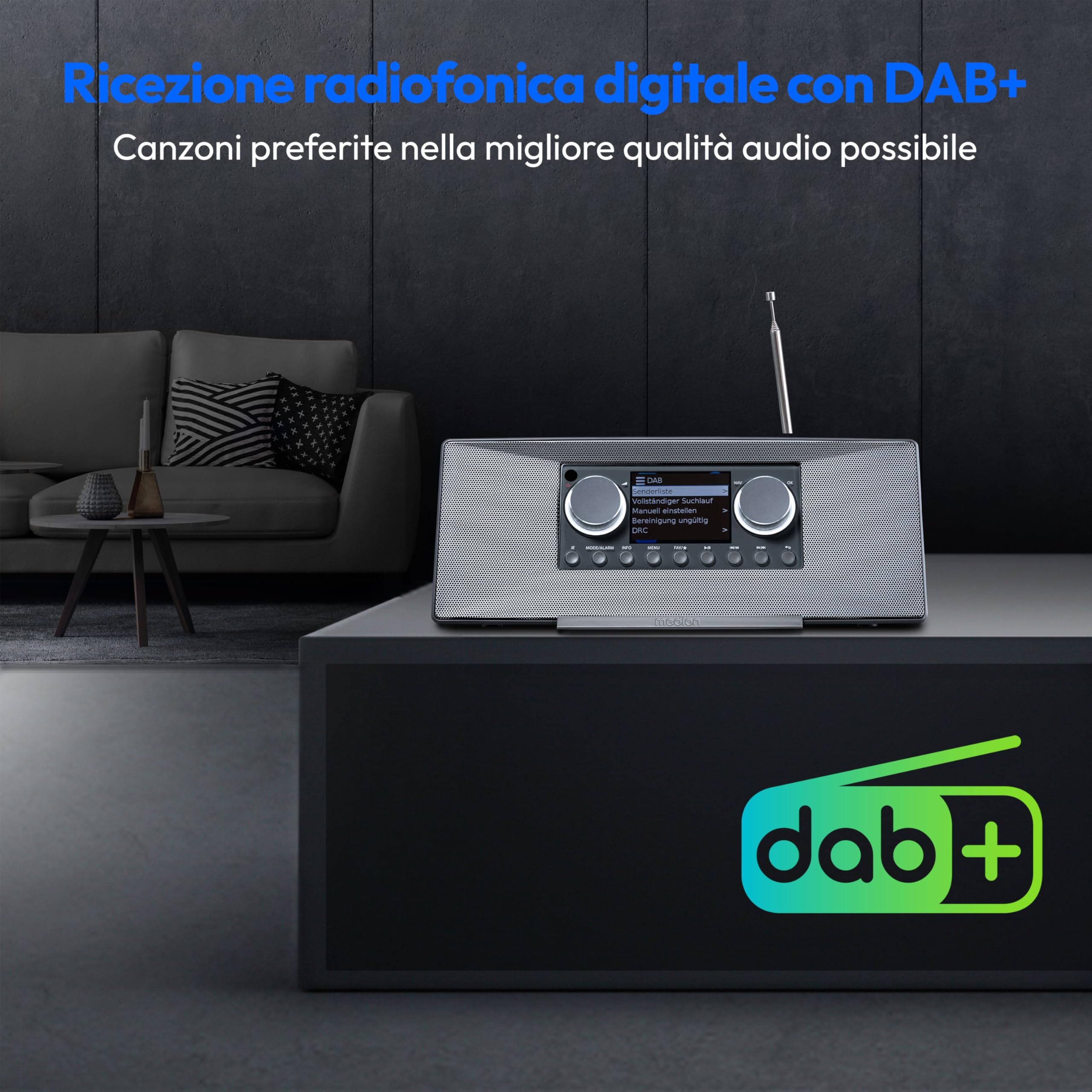 MEDION P85333 radio internet DAB+ WLAN grigia Spotify