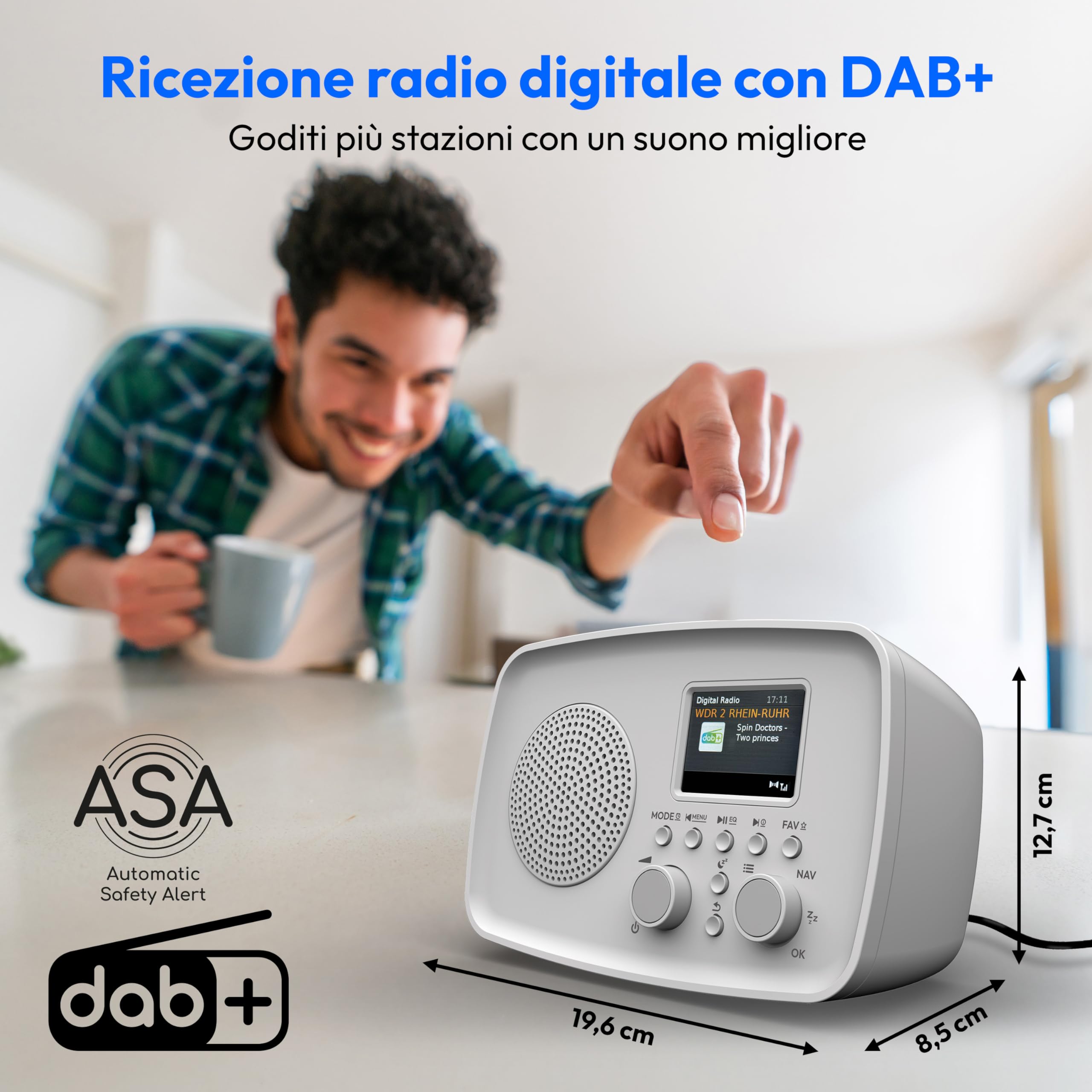 MEDION DRE-1 MD89288 radio DAB+ Bluetooth FM grigia 5W