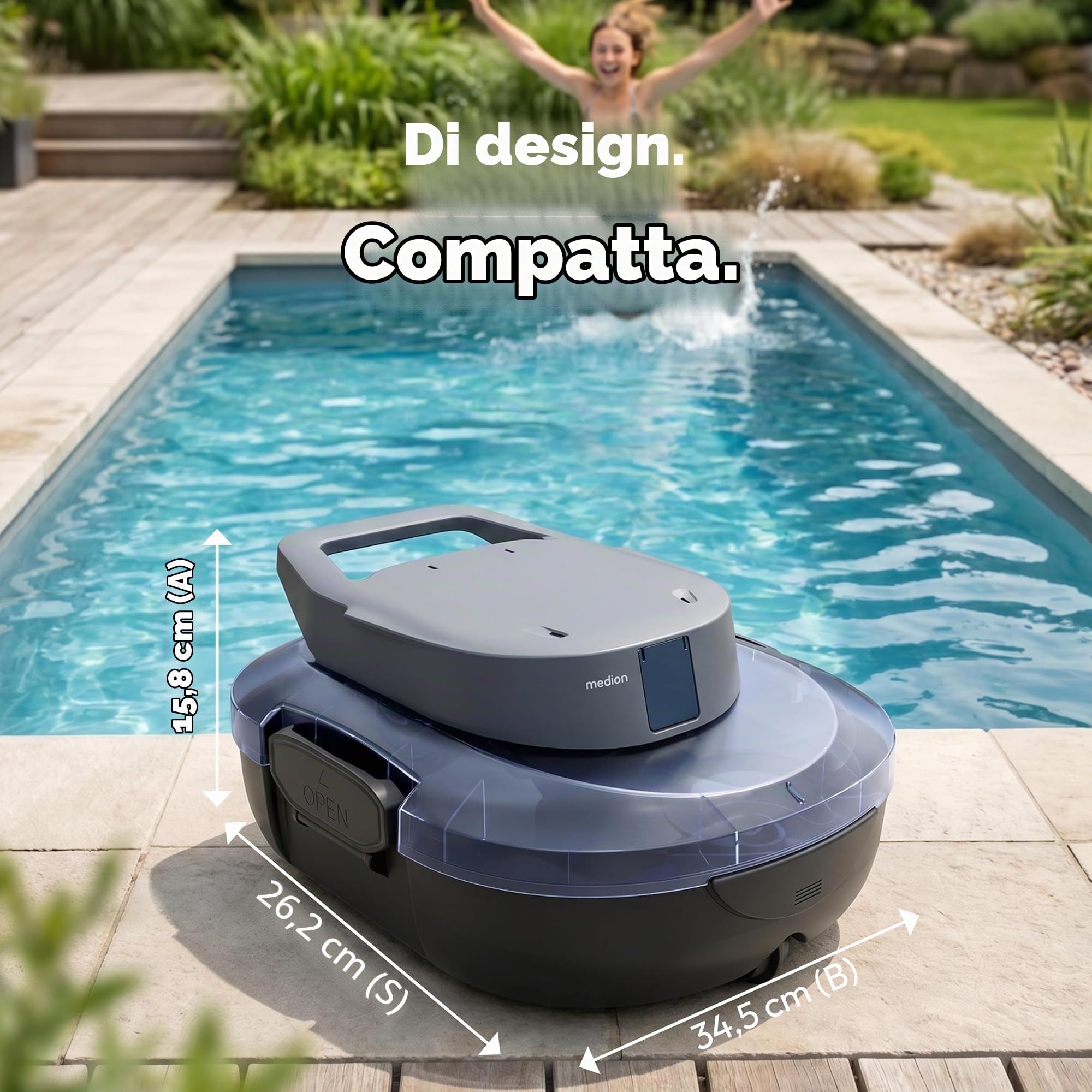 MEDION PR1 Robot Piscina Batteria 120 Min 80-100 mq