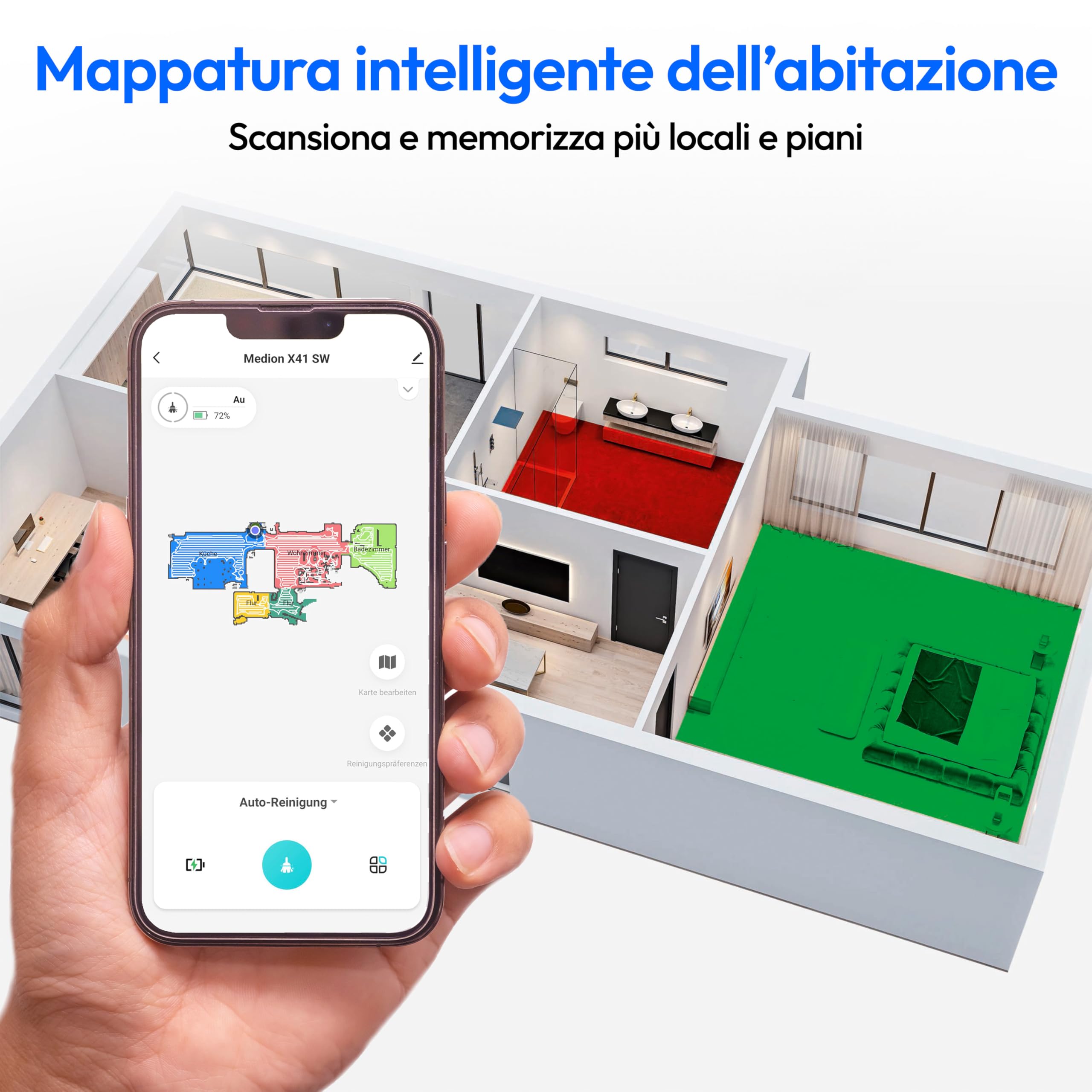 Medion X41 SW robot aspirapolvere lavapavimenti 8000Pa laser