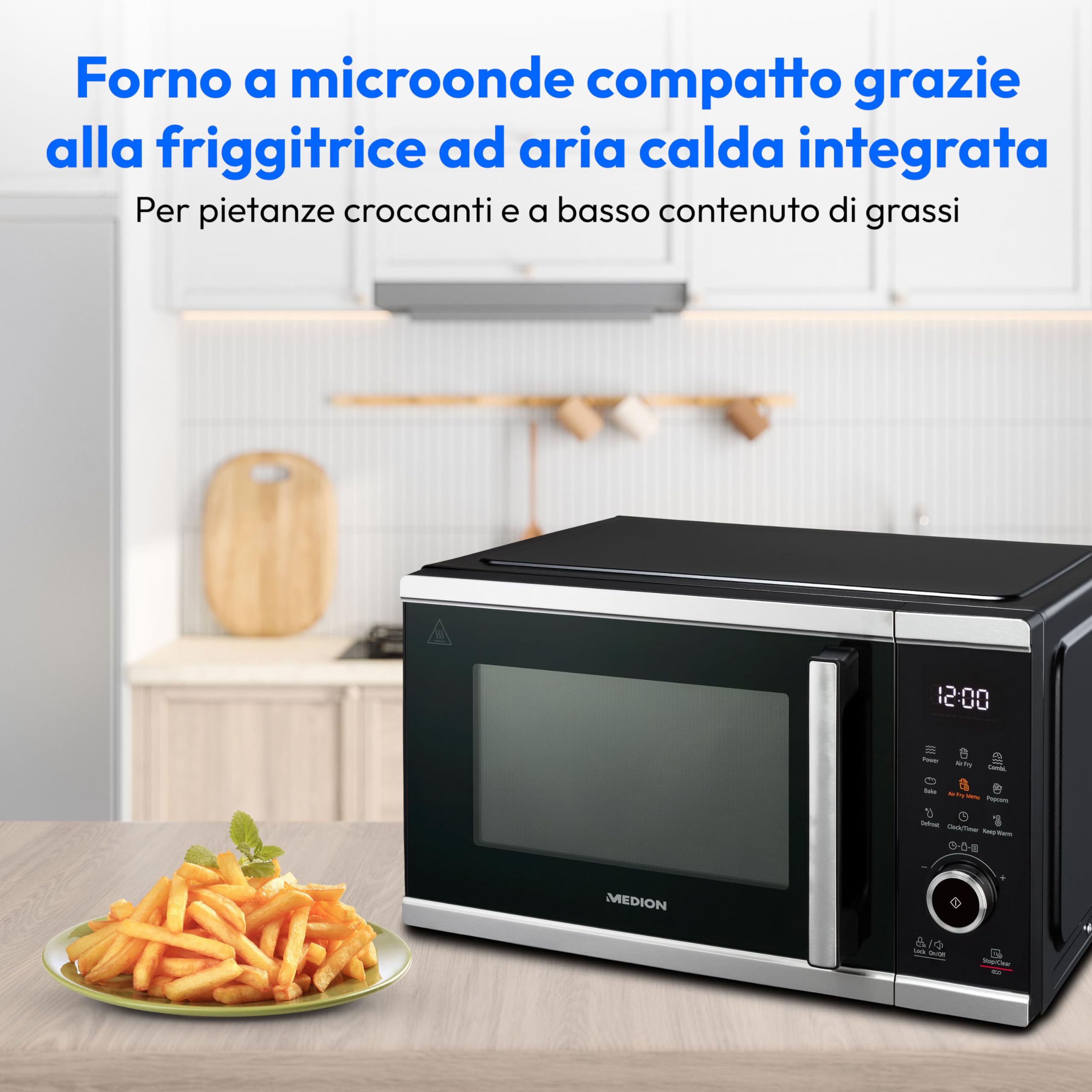 MEDION MD11499 Microonde 25L 900W con Friggitrice ad Aria Nero