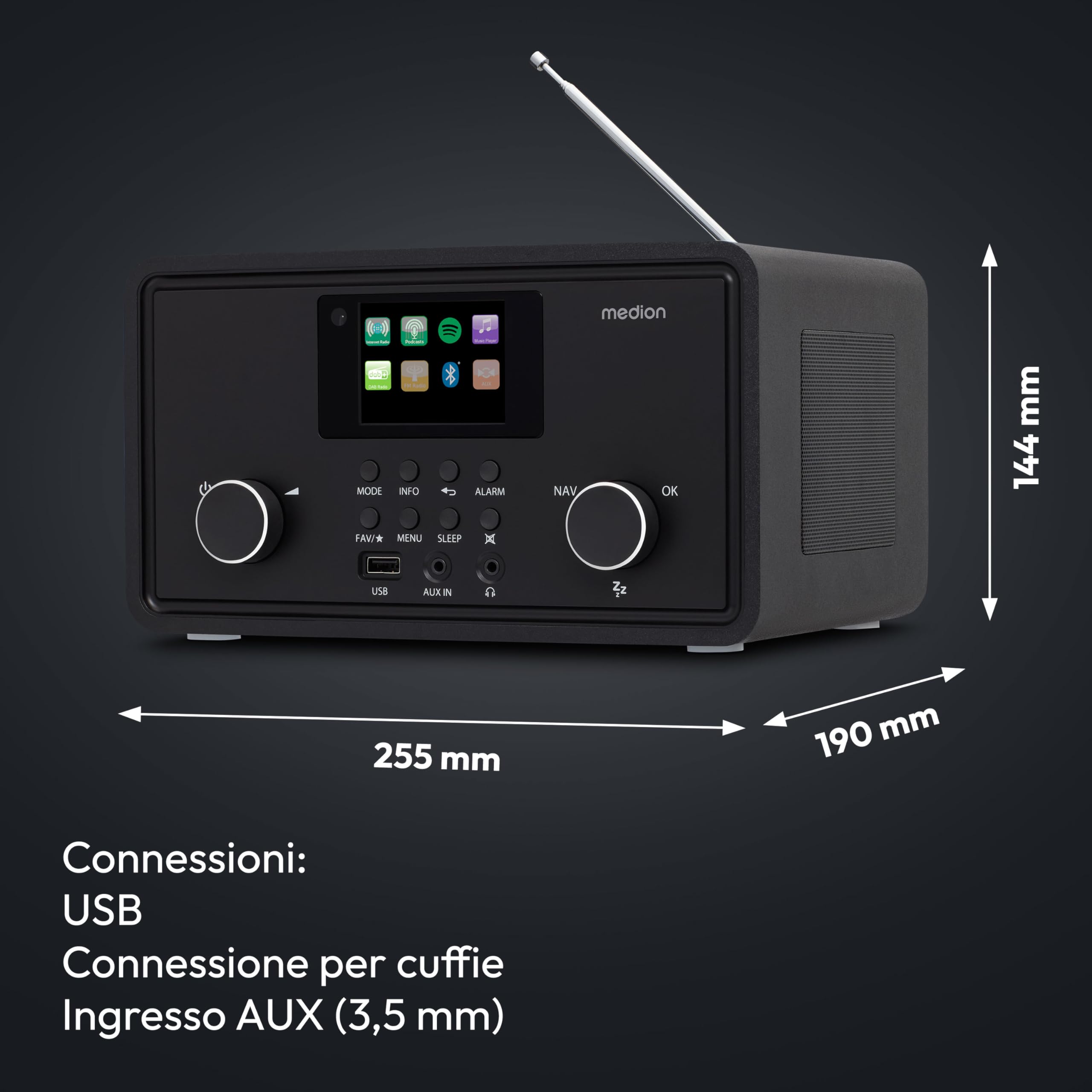 MEDION Life P85027 radio internet DAB+ nero Bluetooth