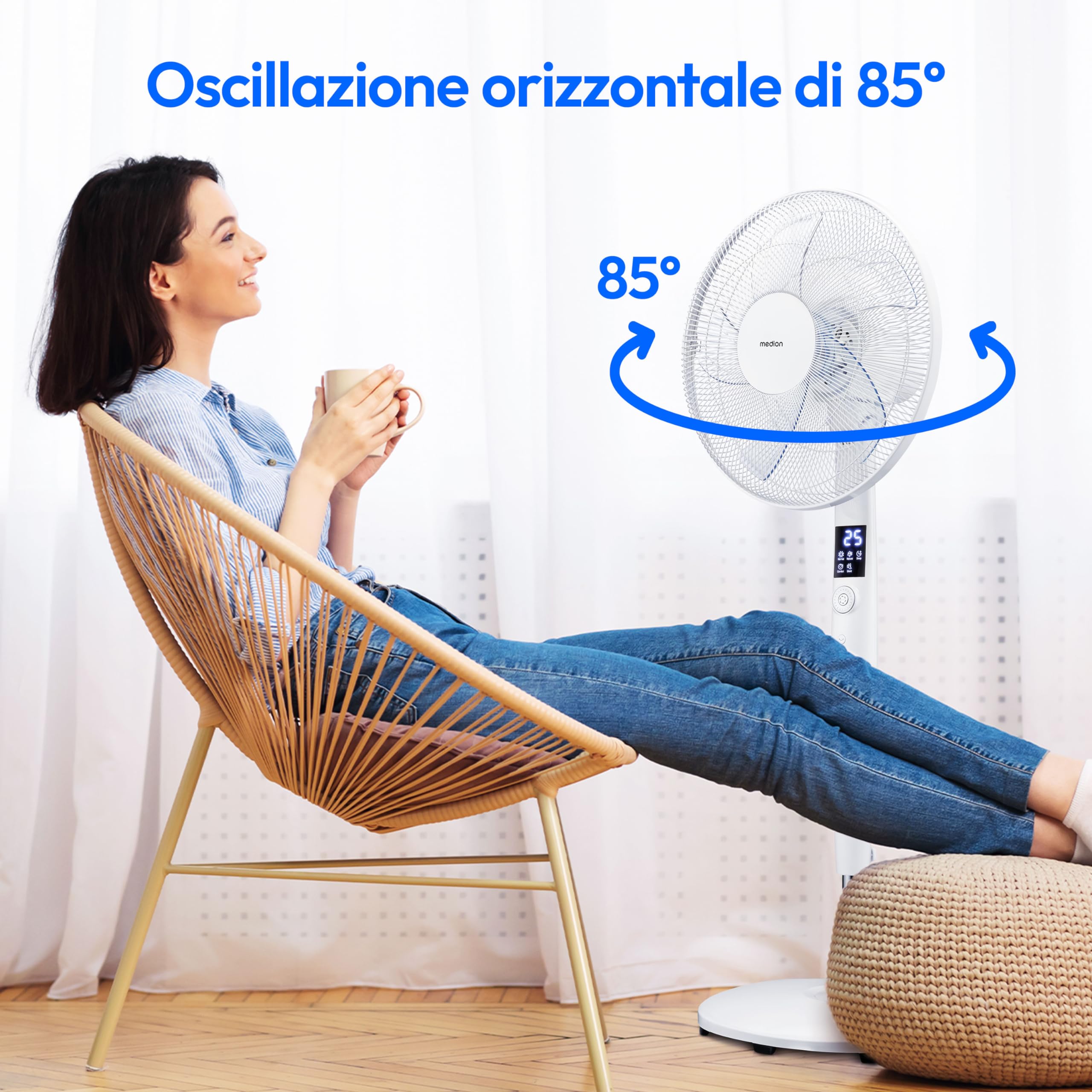 Medion P20 SF Ventilatore a Piantana 30W Bianco