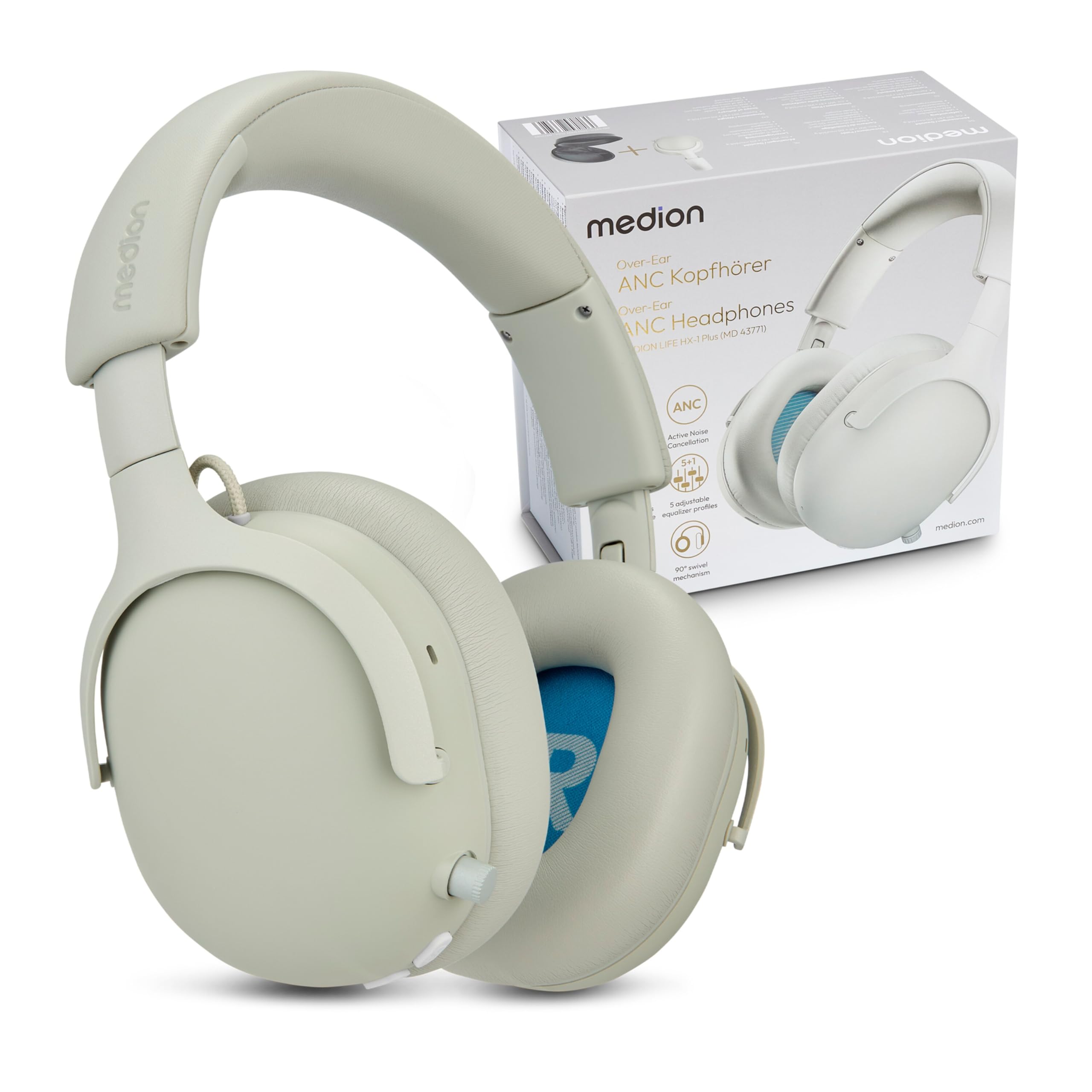 MEDION HX-1 Plus cuffie over ear bluetooth bianche ANC