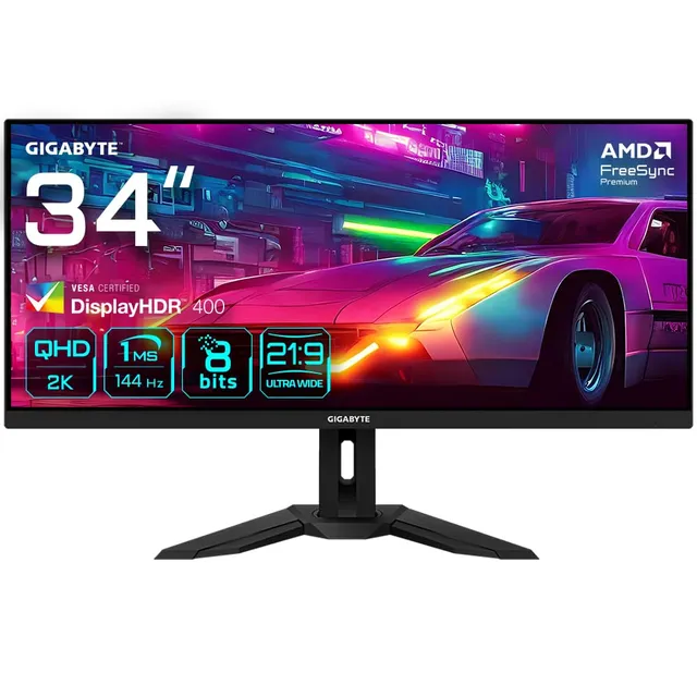 Gigabyte M34WQ monitor gaming 34" ultrawide WQHD 144Hz IPS