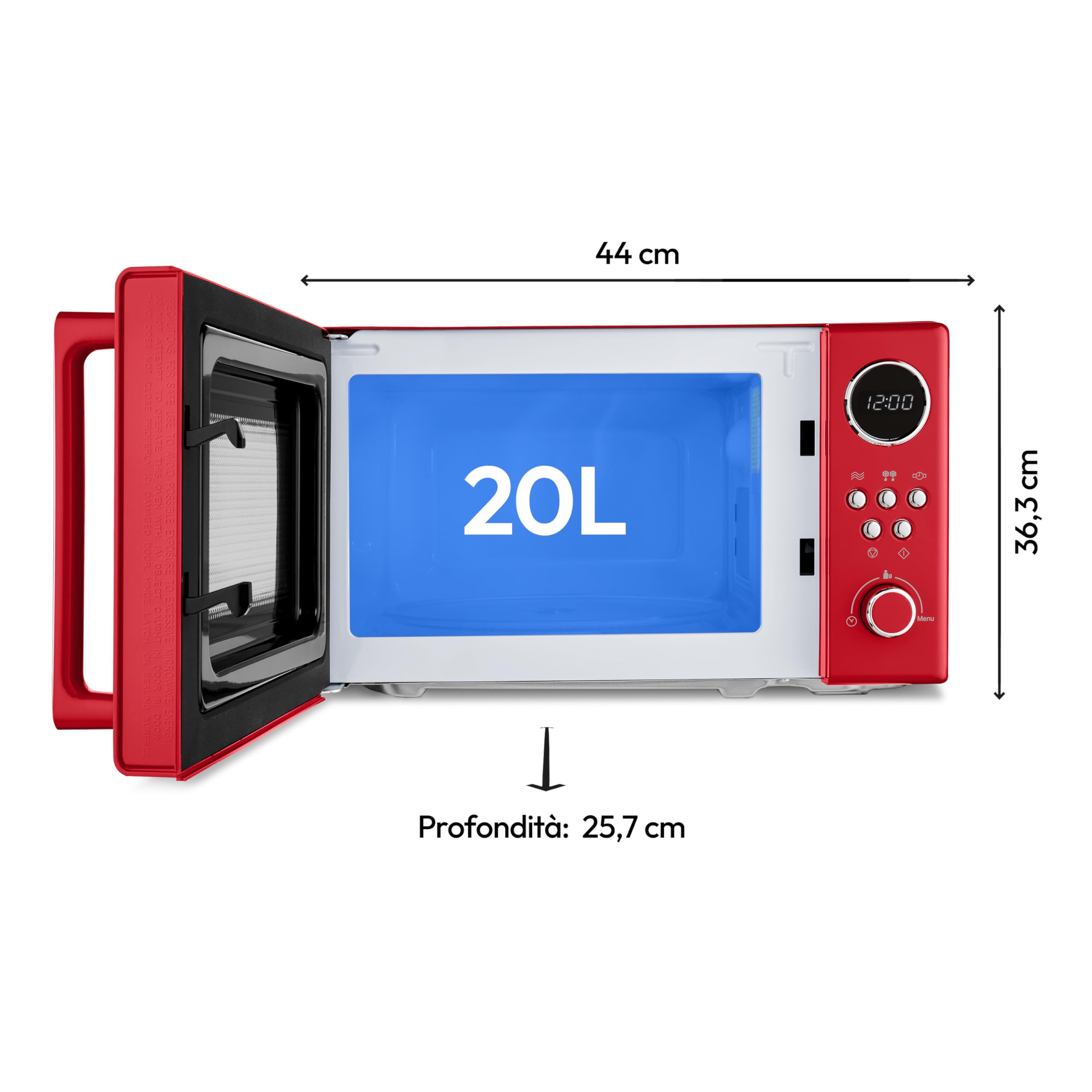 MEDION Retro Microonde 20 Litri 800W Rosso scongelamento