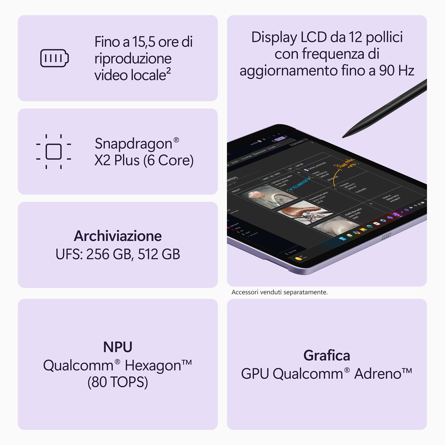 Microsoft Surface Pro 12" tablet Snapdragon X2 Plus viola 256GB