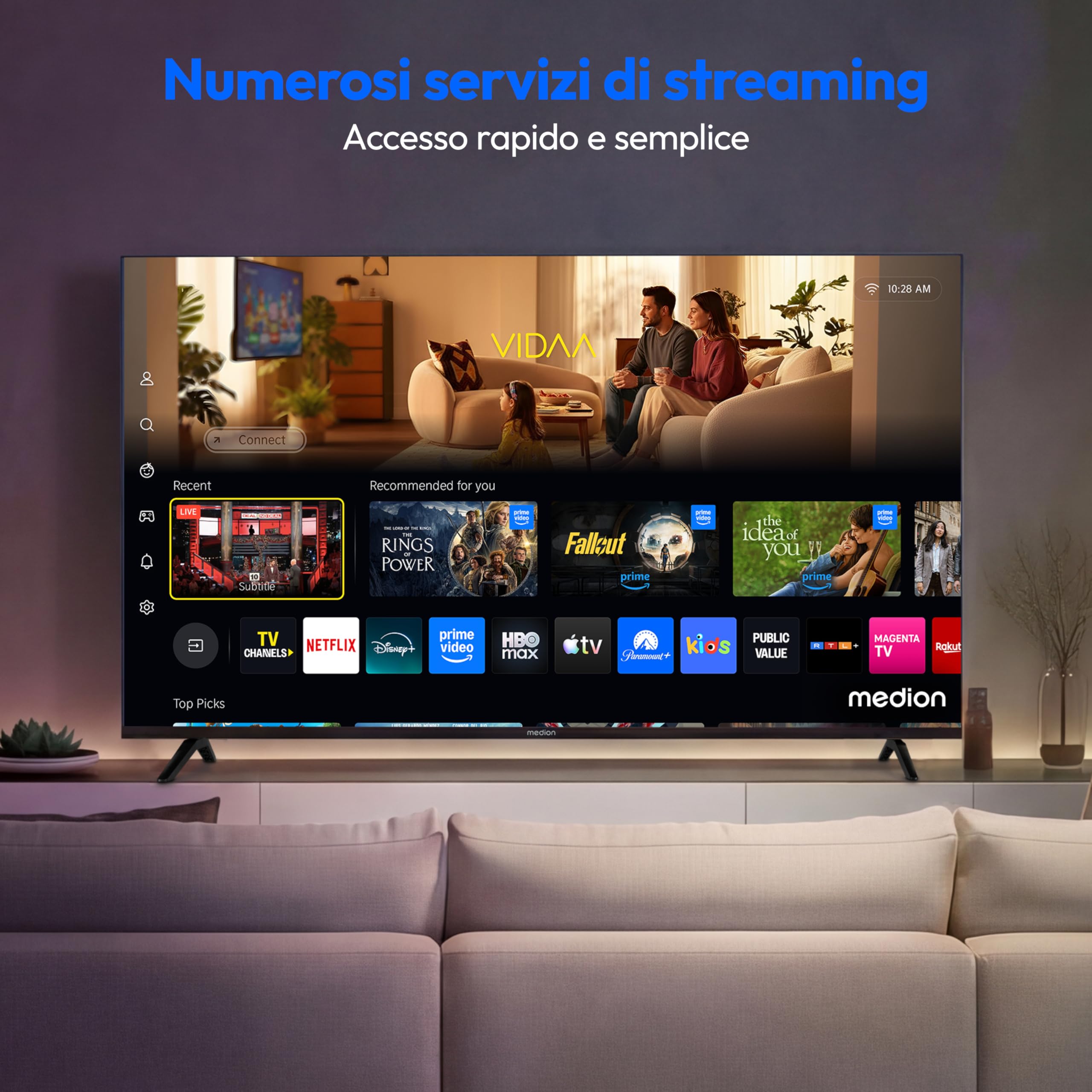 MEDION MD865201 TV 65" 163,9cm UHD 4K HDR10 Smart VIDA