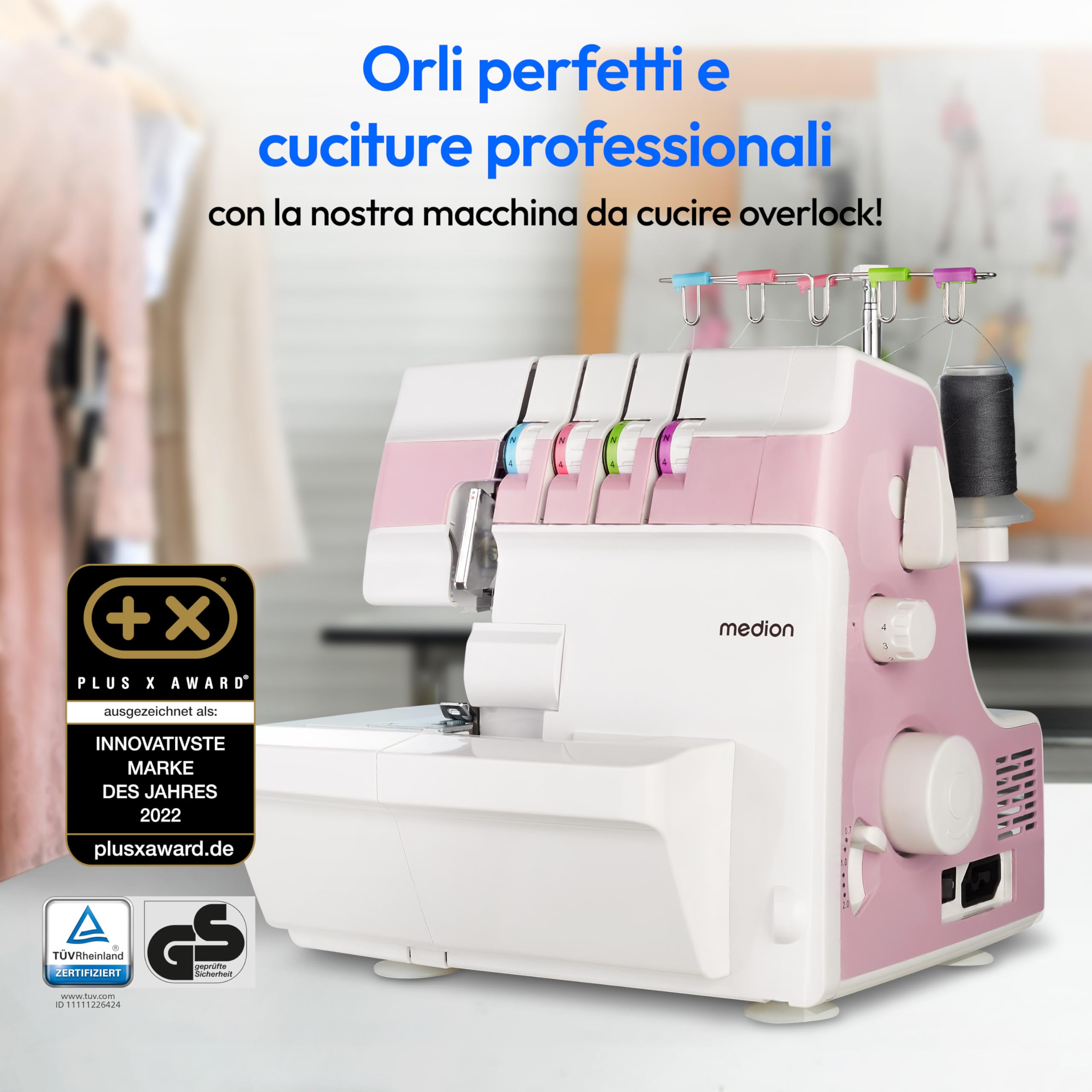 MEDION SO90 MD19169 macchina overlock rosa 4 fili
