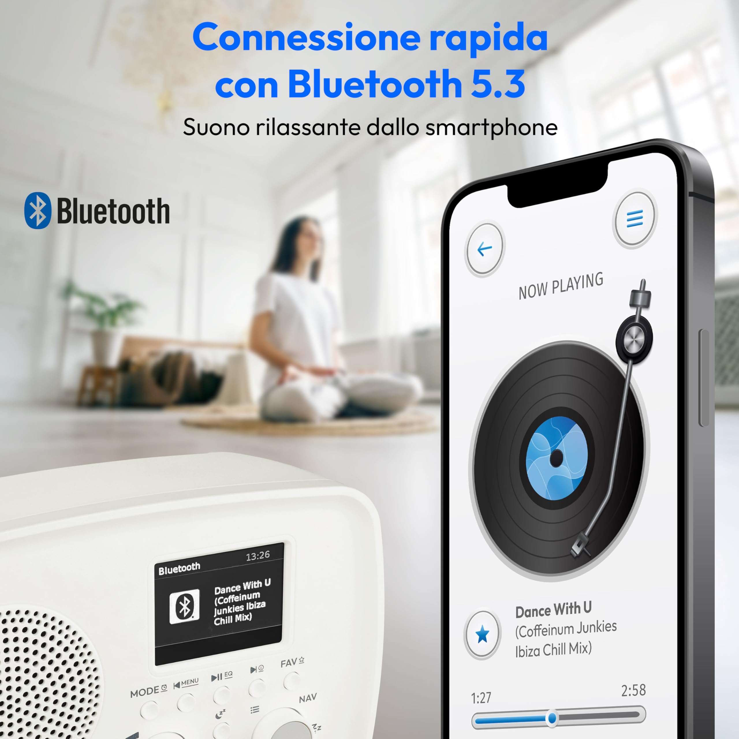 MEDION DRE-1 radio DAB+ Bluetooth FM sveglia bianca