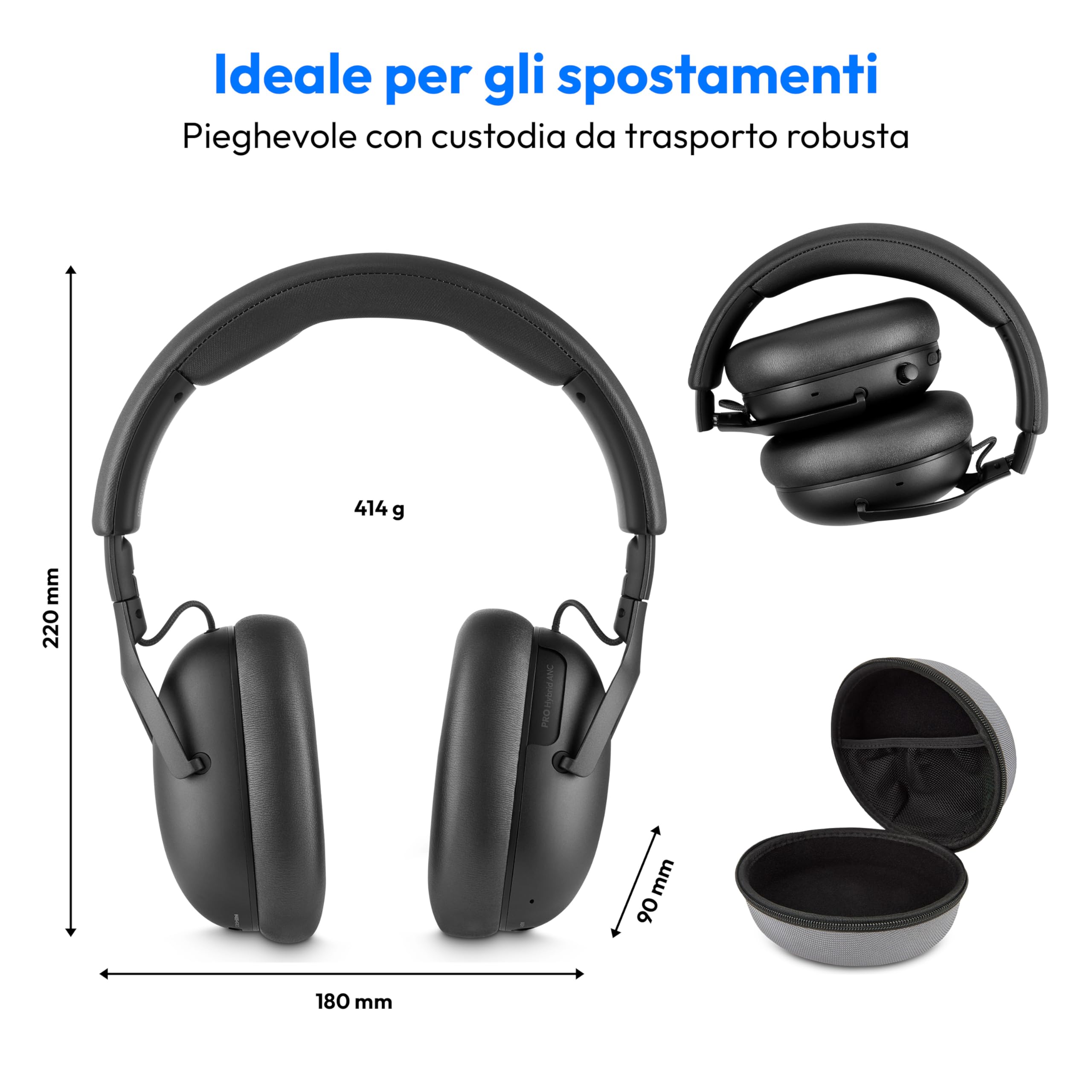 Medion HX-1 Pro cuffie over ear Bluetooth ANC antracite