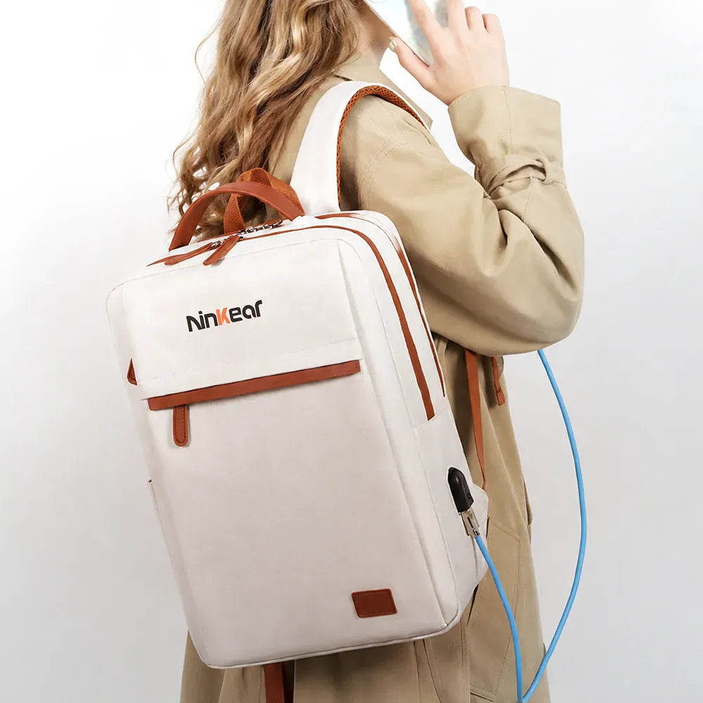Ninkear Everyday zaino porta pc Beige impermeabile