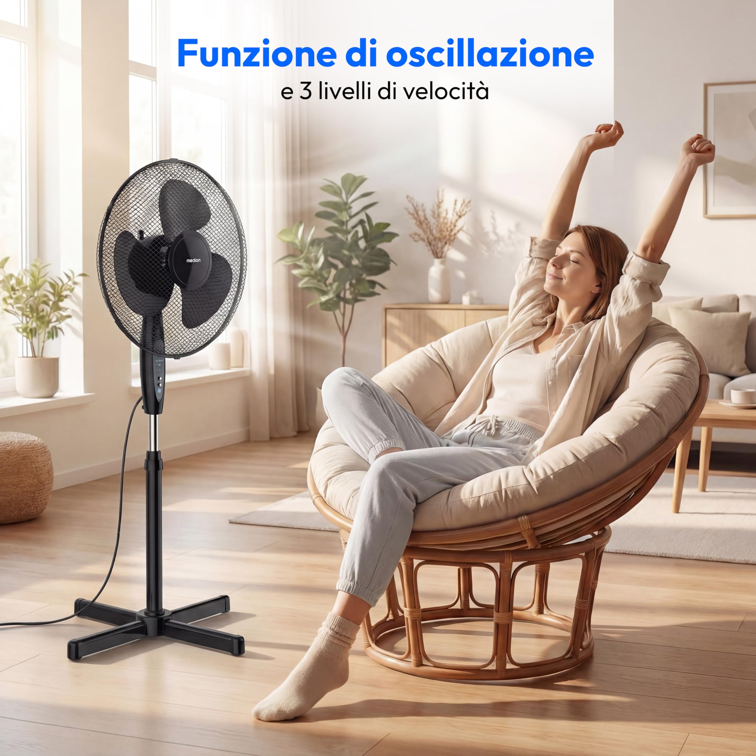 MEDION MD18795 ventilatore a piantana 45W nero telecomando