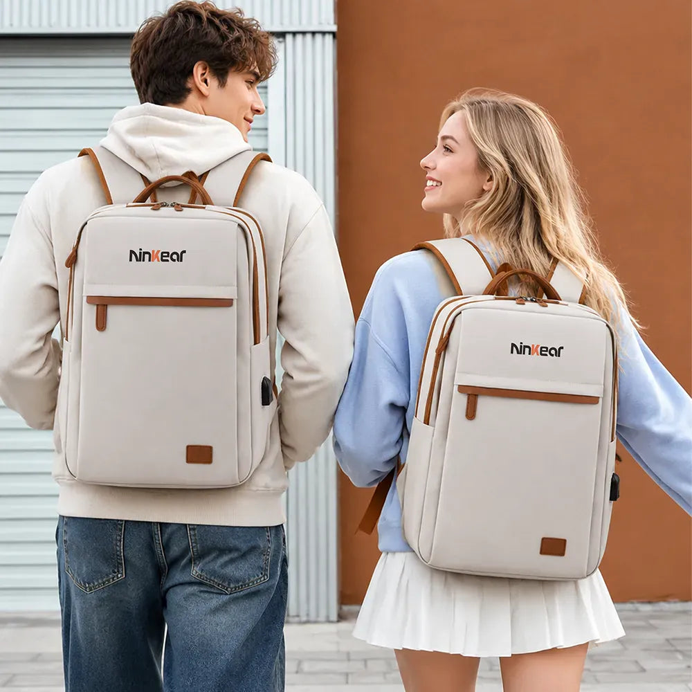 Ninkear Everyday zaino porta pc Beige impermeabile