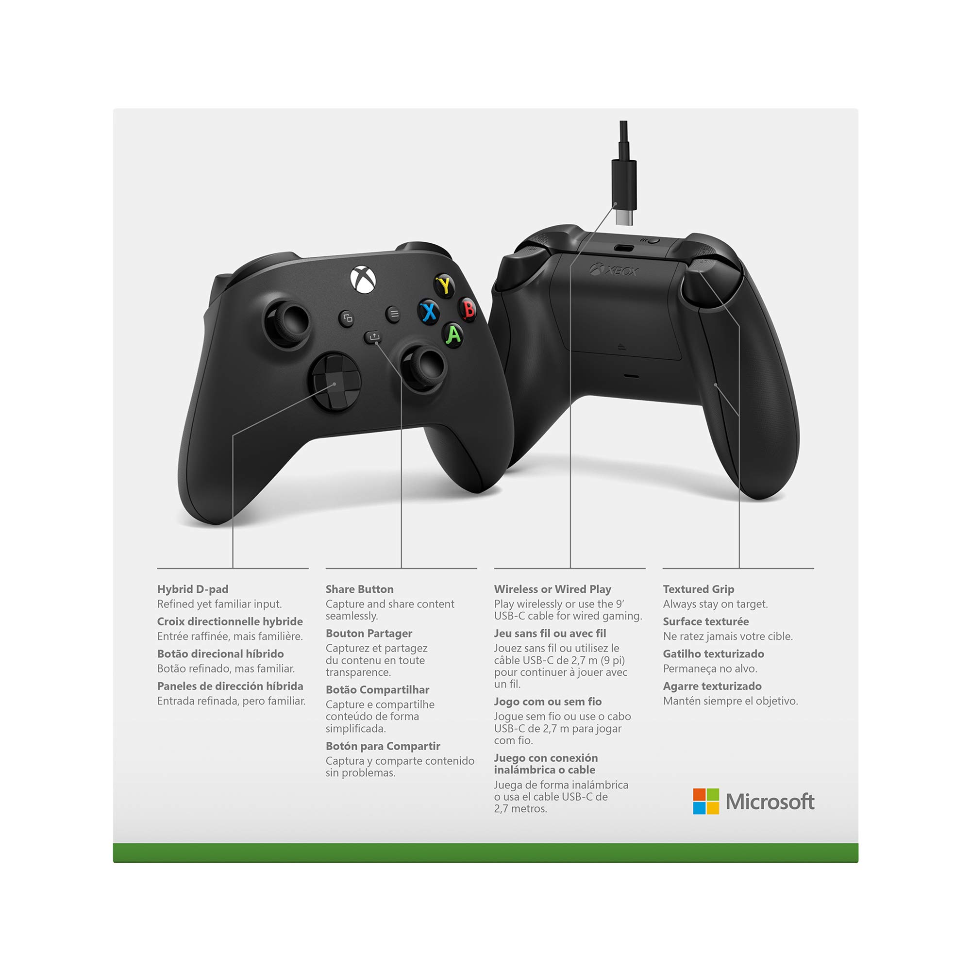 Xbox Wireless Controller Carbon Black + cavo USB-C