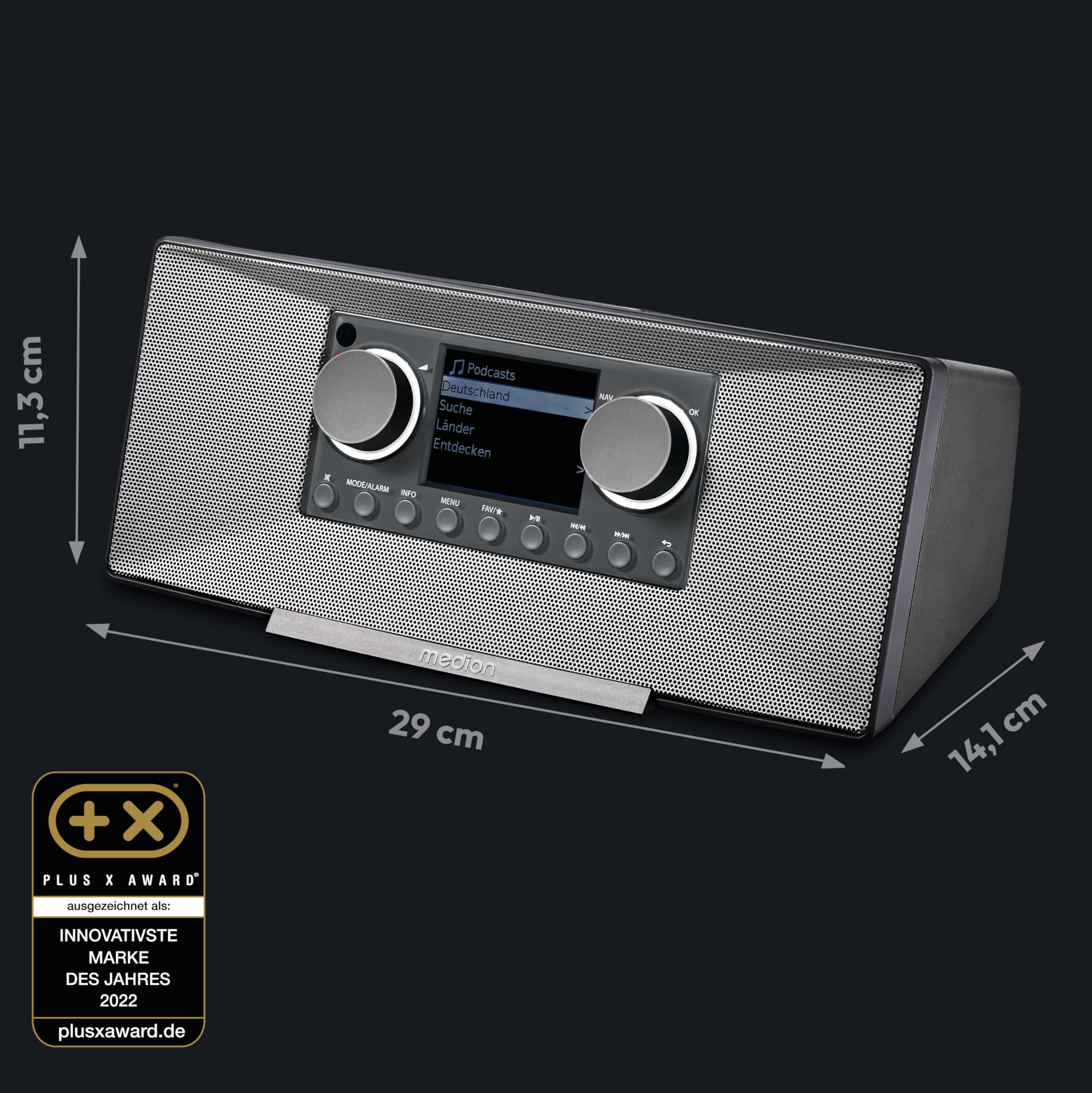 MEDION P85333 radio internet DAB+ WLAN grigia Spotify