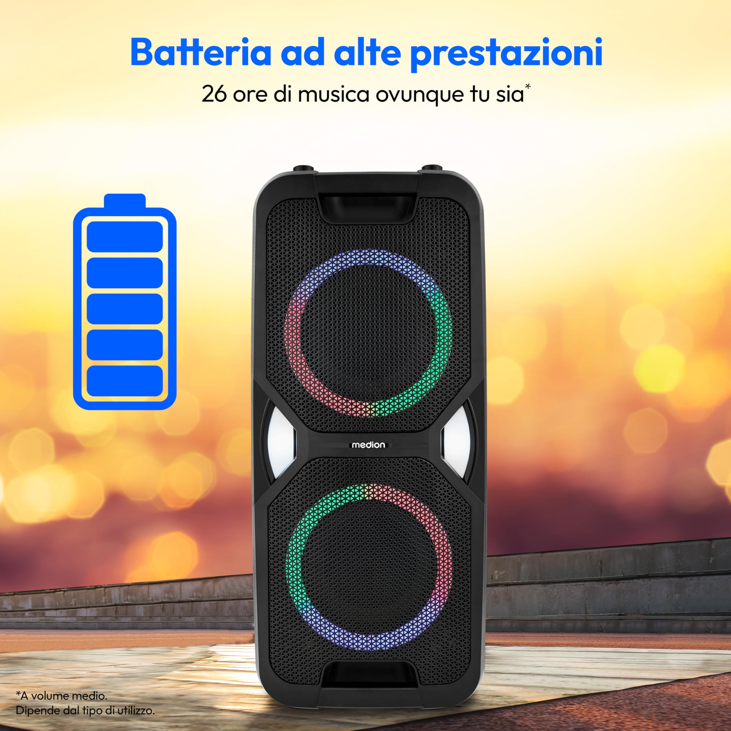 Medion PE-1 Pure partybox cassa bluetooth 2x250W karaoke