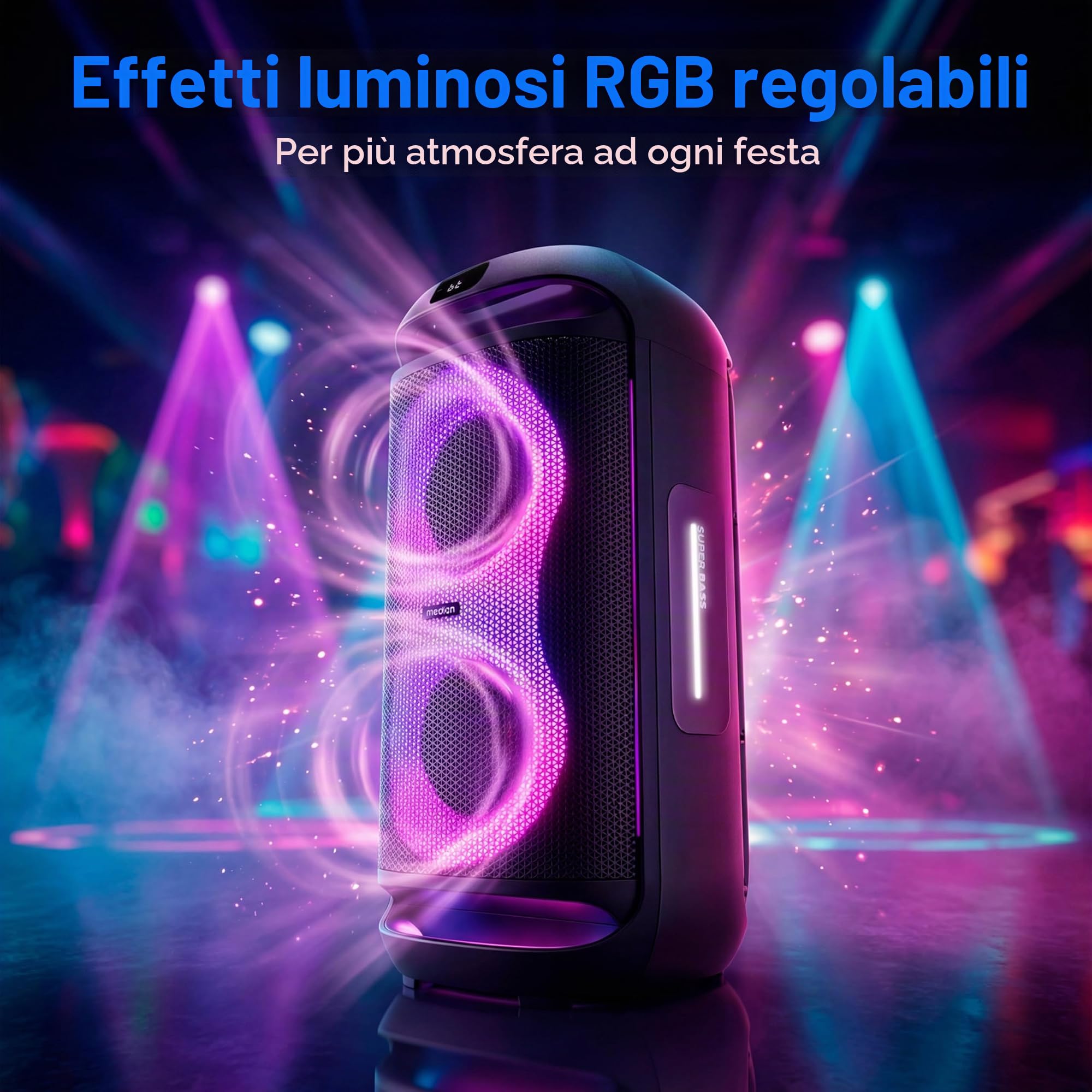 Medion PE-2 Plus Partybox Batteria con Microfono LED