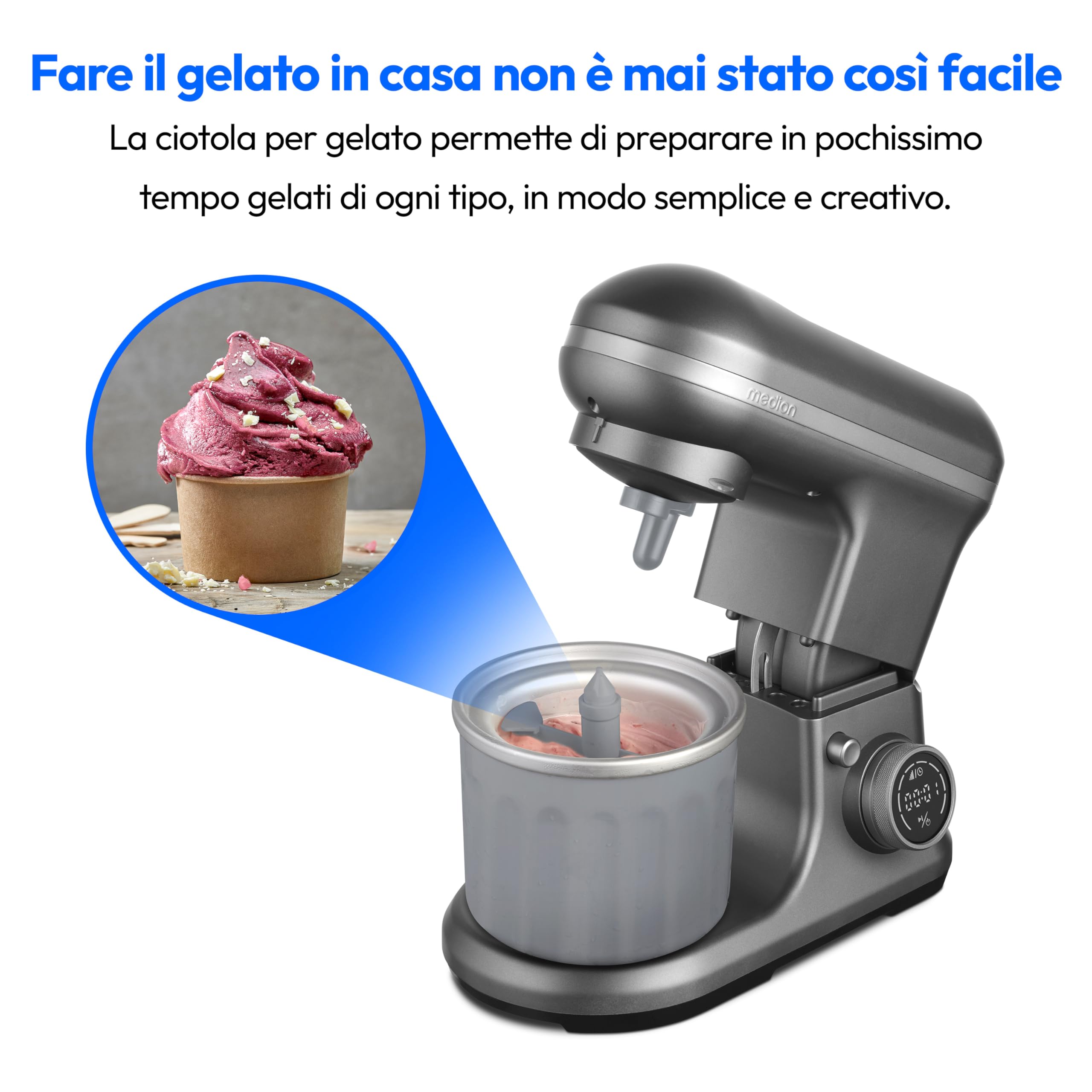 MEDION MD18420 robot da cucina 5 litri antracite gelato