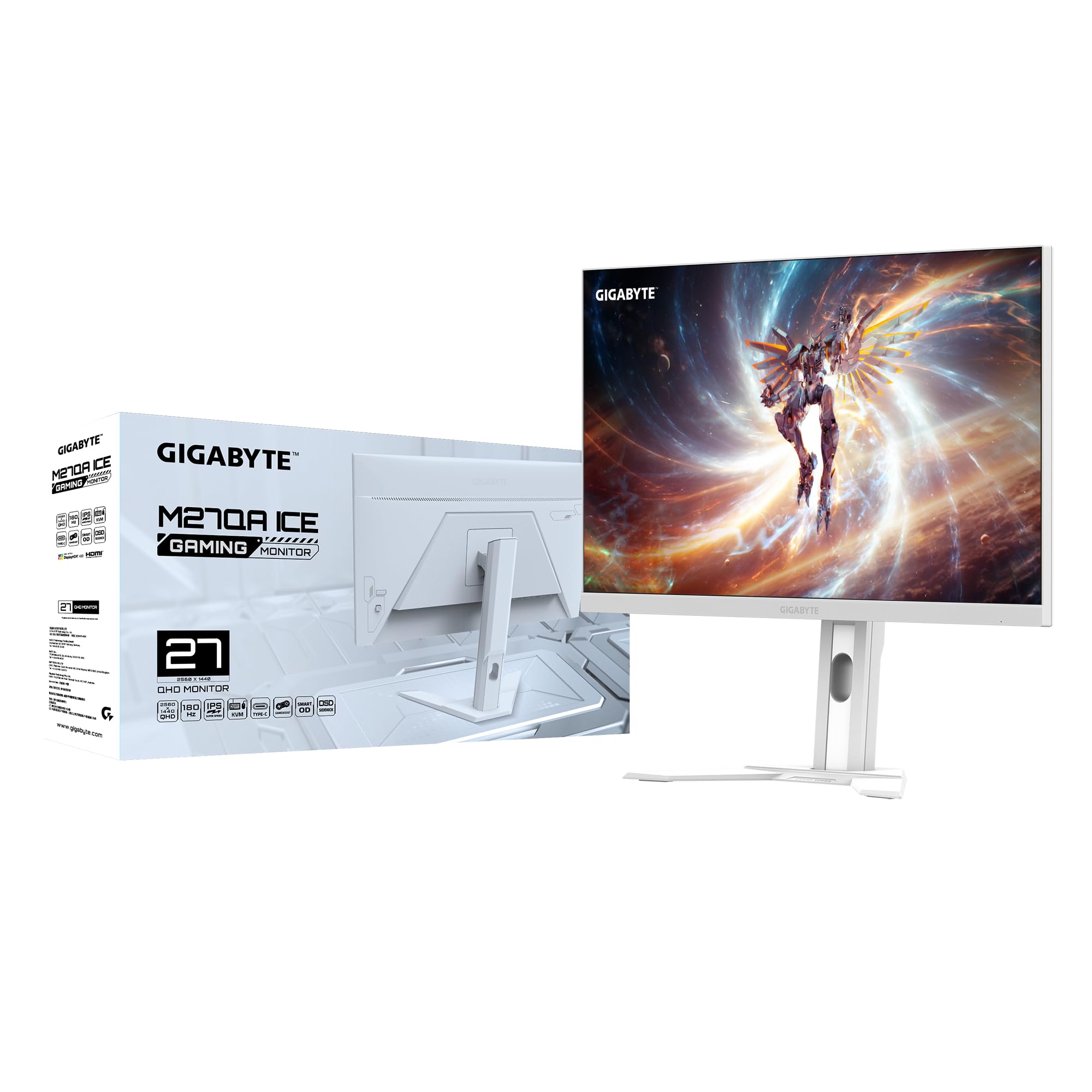 Gigabyte M27QA ICE monitor gaming 27" QHD 180Hz 1ms bianco