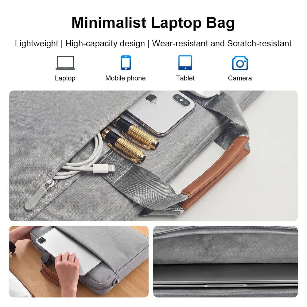 Ninkear Minimalist Borsa Notebook Grigia impermeabile con manico