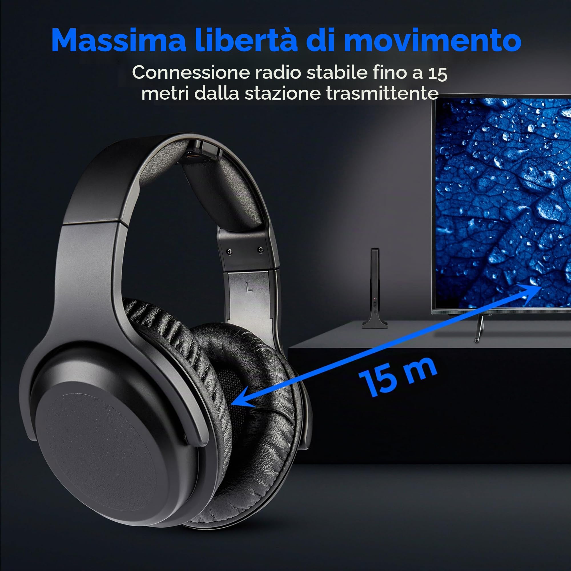 MEDION HS-1 cuffie wireless TV over ear 15 m nere
