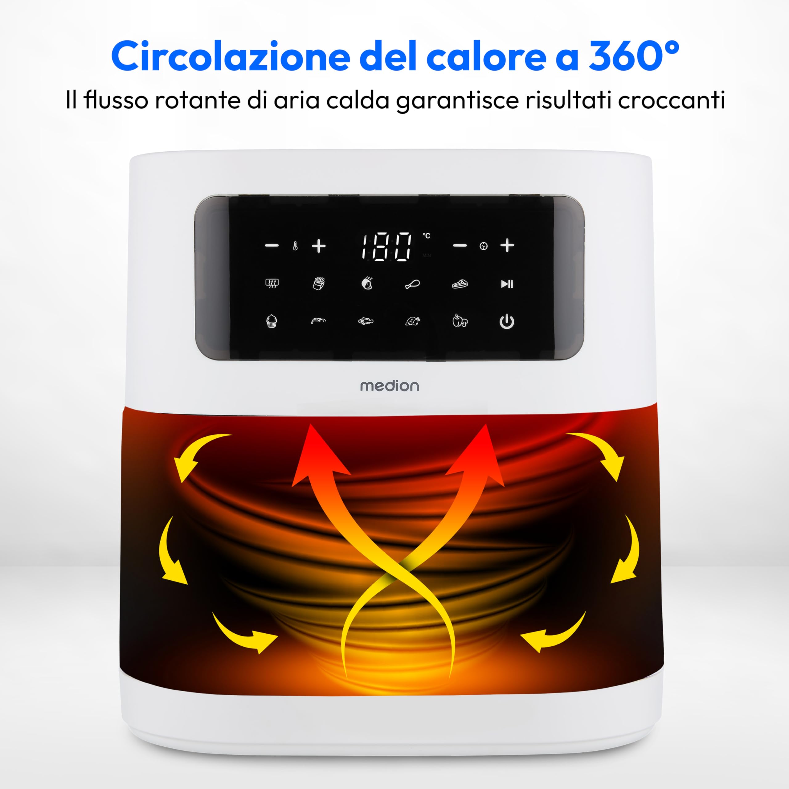 MEDION E40 XL Friggitrice ad aria 5,2L Bianco opaco 9 programmi