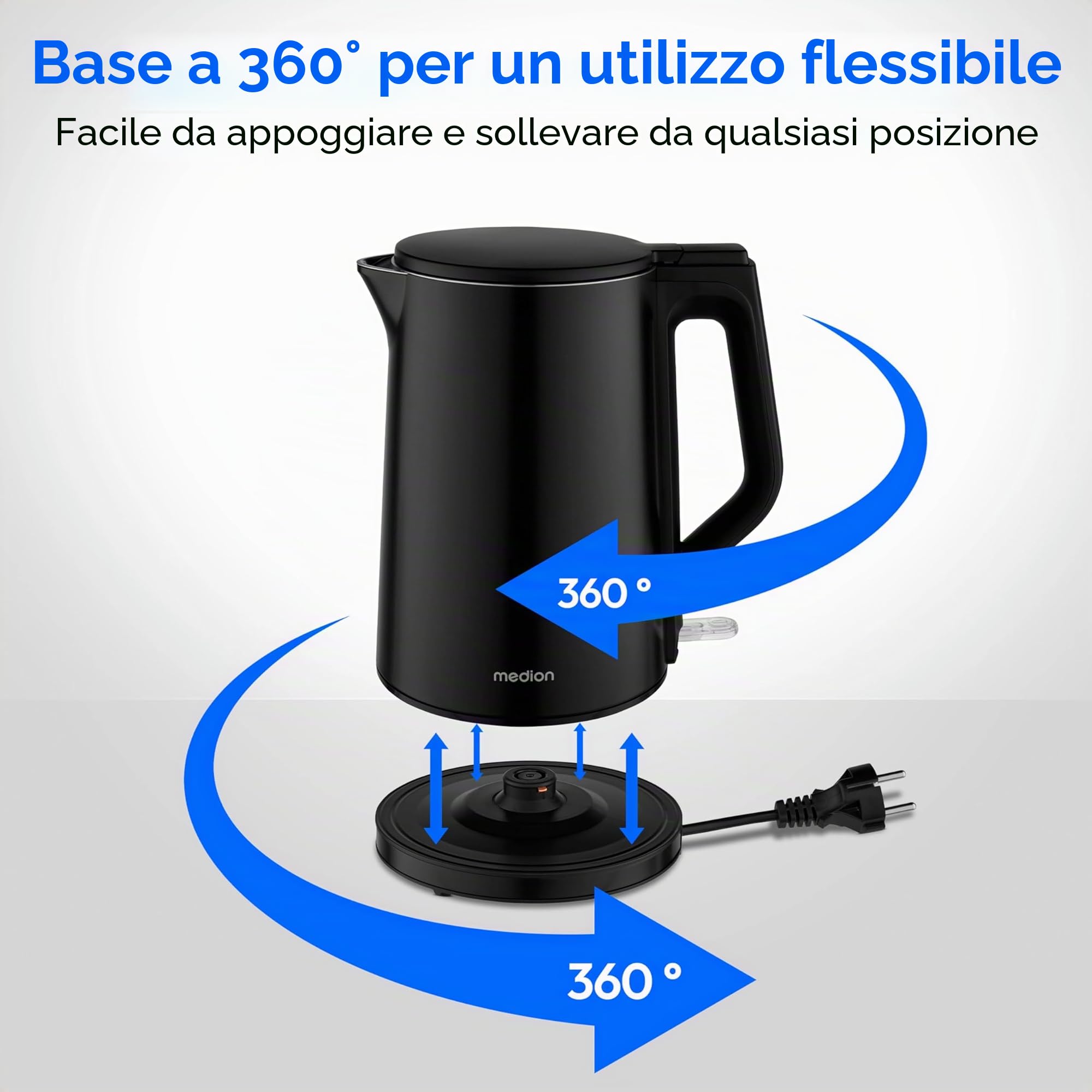 MEDION MD12105 bollitore 1,5 L nero doppia parete 2200W