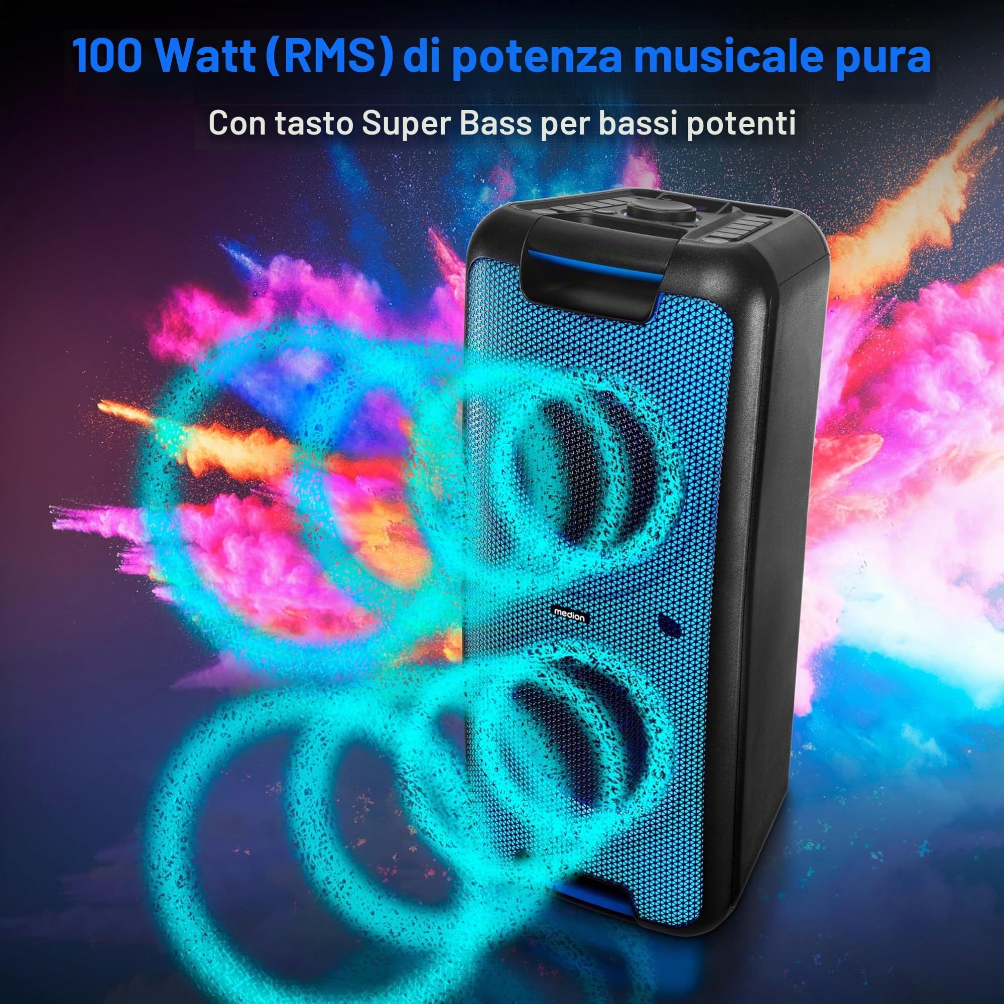 Medion PX-1 Plus cassa party Bluetooth 2x500W karaoke