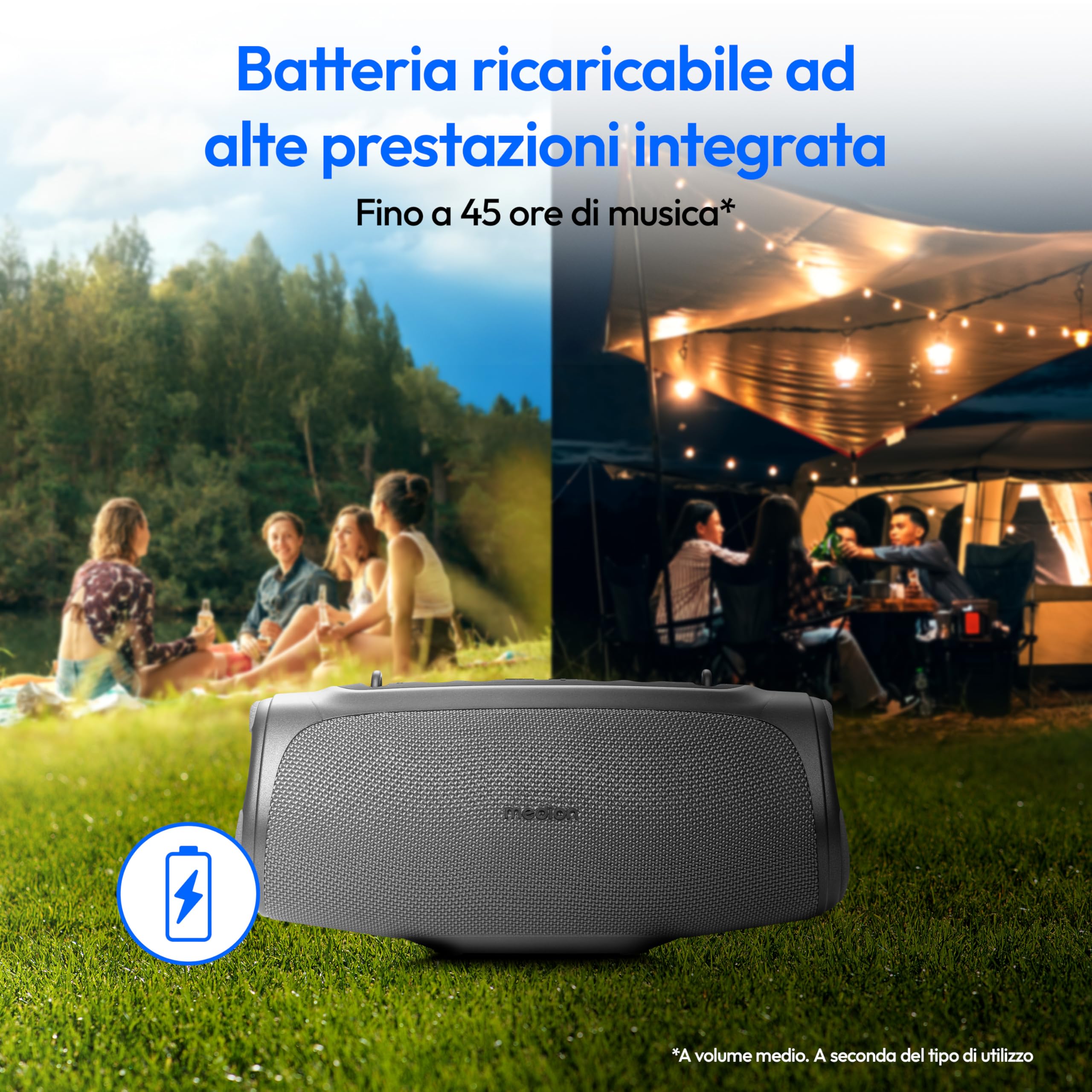 MEDION P61746 Altoparlante Bluetooth IPX7 RGB 30W