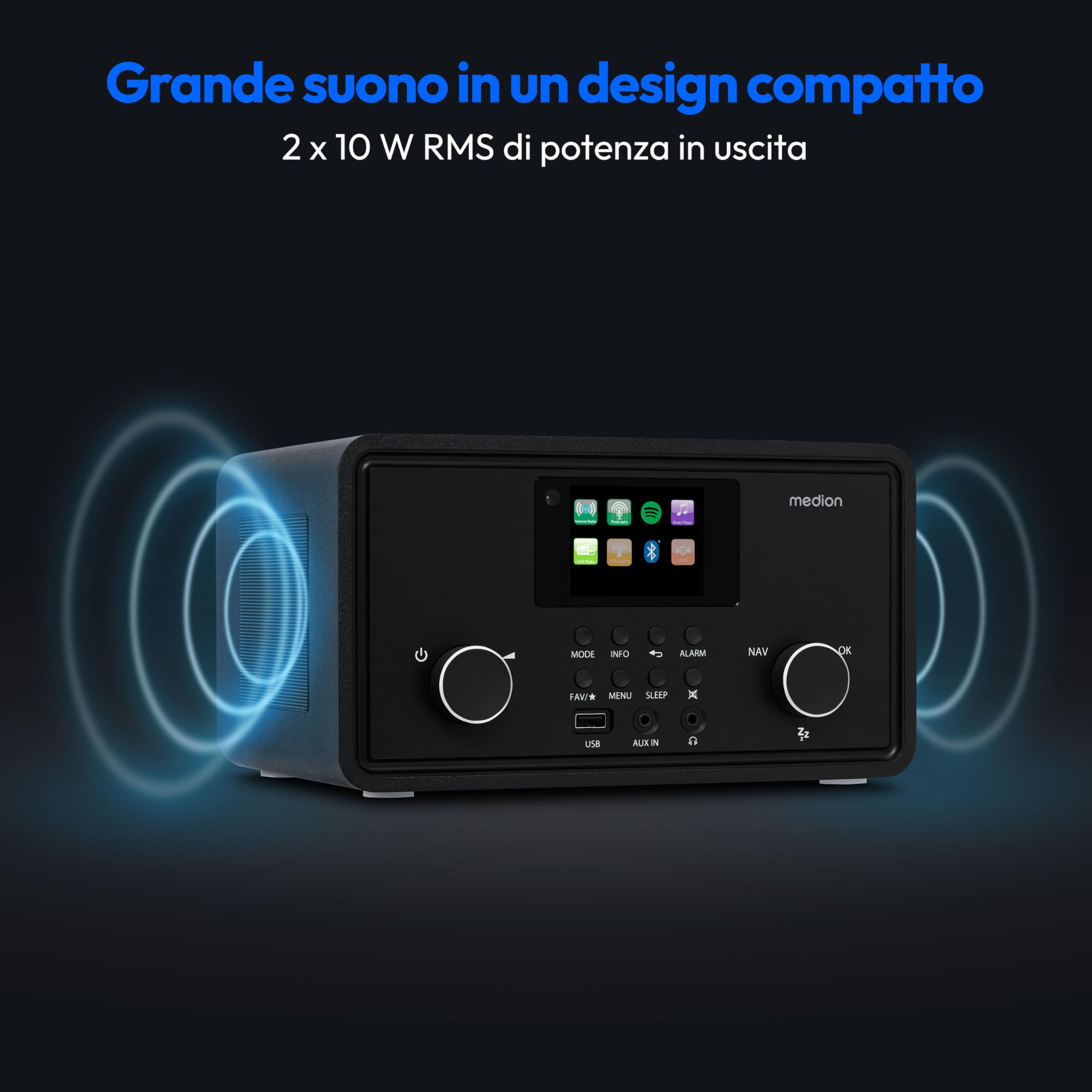 MEDION Life P85027 radio internet DAB+ nero Bluetooth
