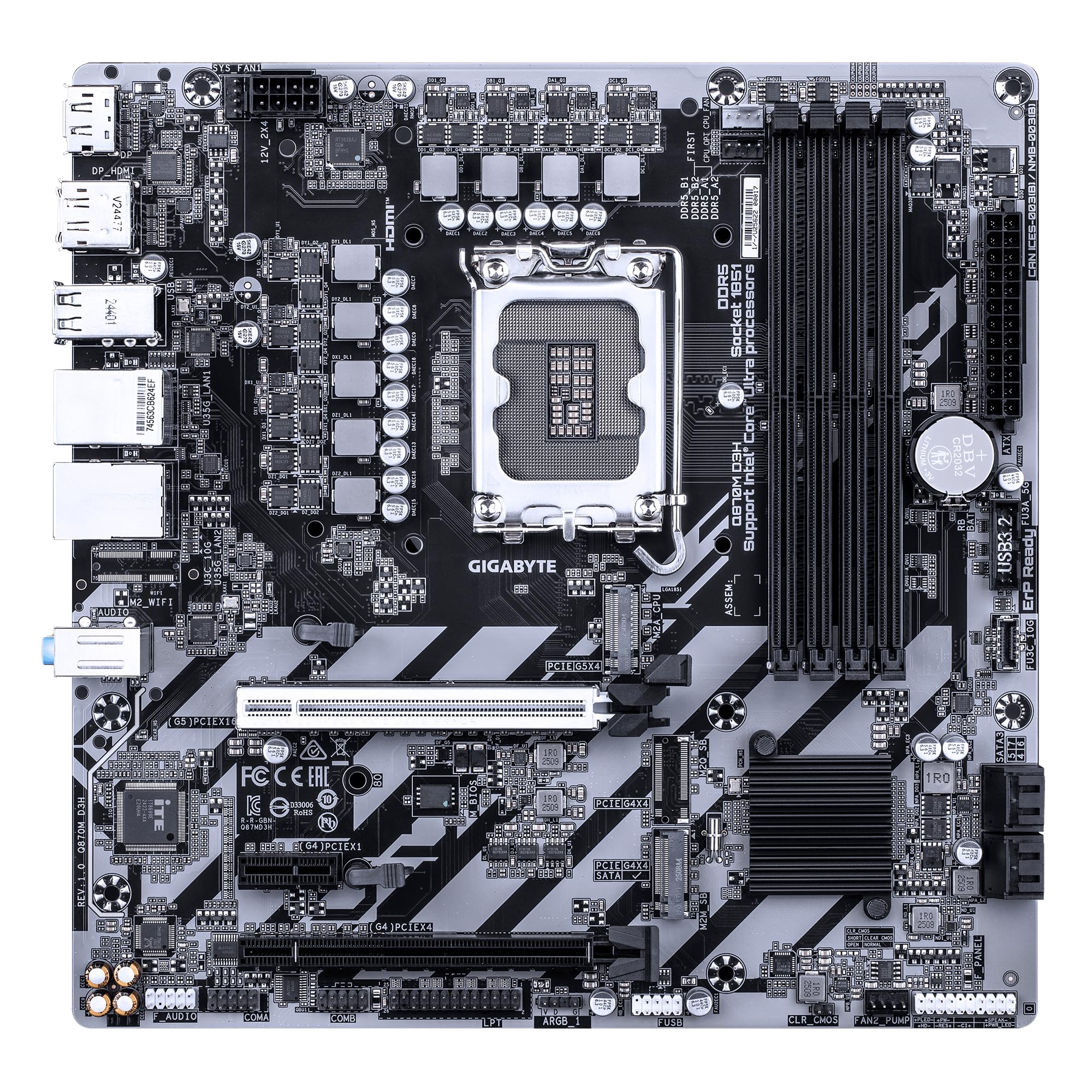 GIGABYTE Q870M D3H scheda madre LGA1851 DDR5 M.2