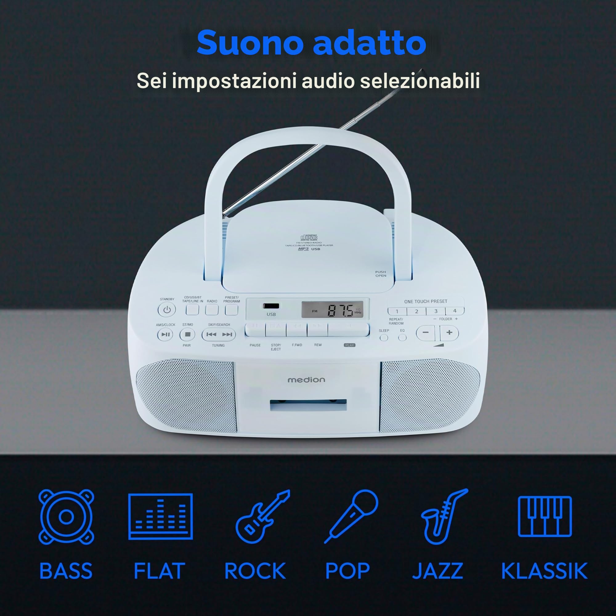 Medion E65010 radioregistratore stereo blu CD cassetta