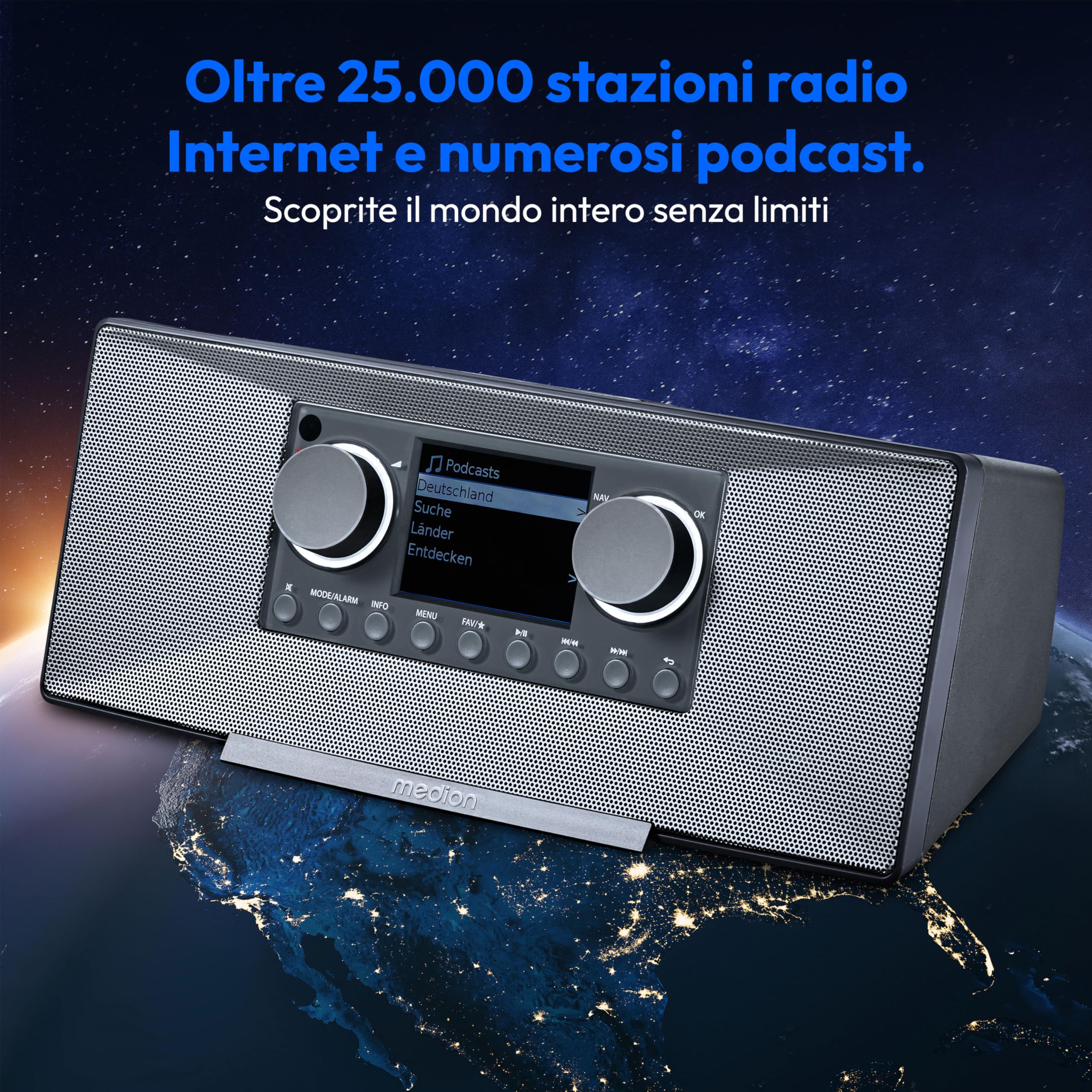 MEDION P85333 radio internet DAB+ WLAN grigia Spotify