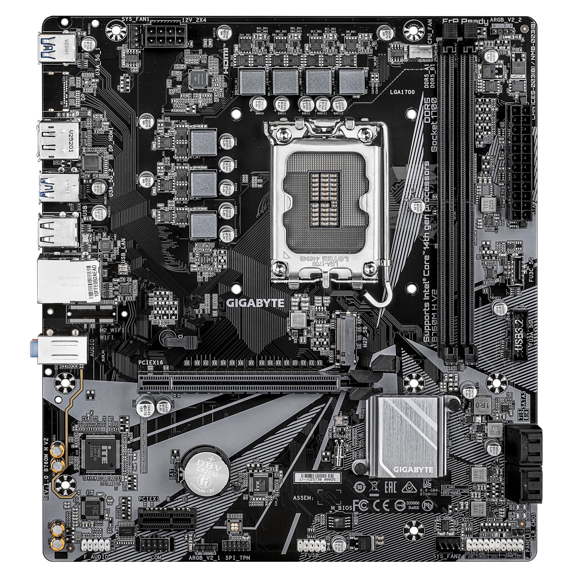 GIGABYTE B760M H V2 scheda madre LGA1700 DDR5 M.2