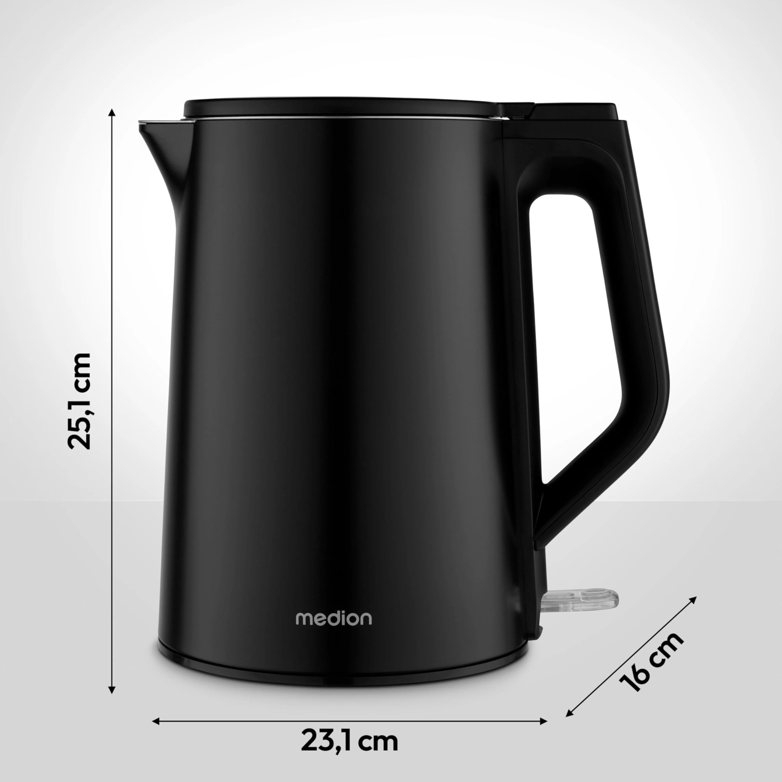 MEDION MD12105 bollitore 1,5 L nero doppia parete 2200W