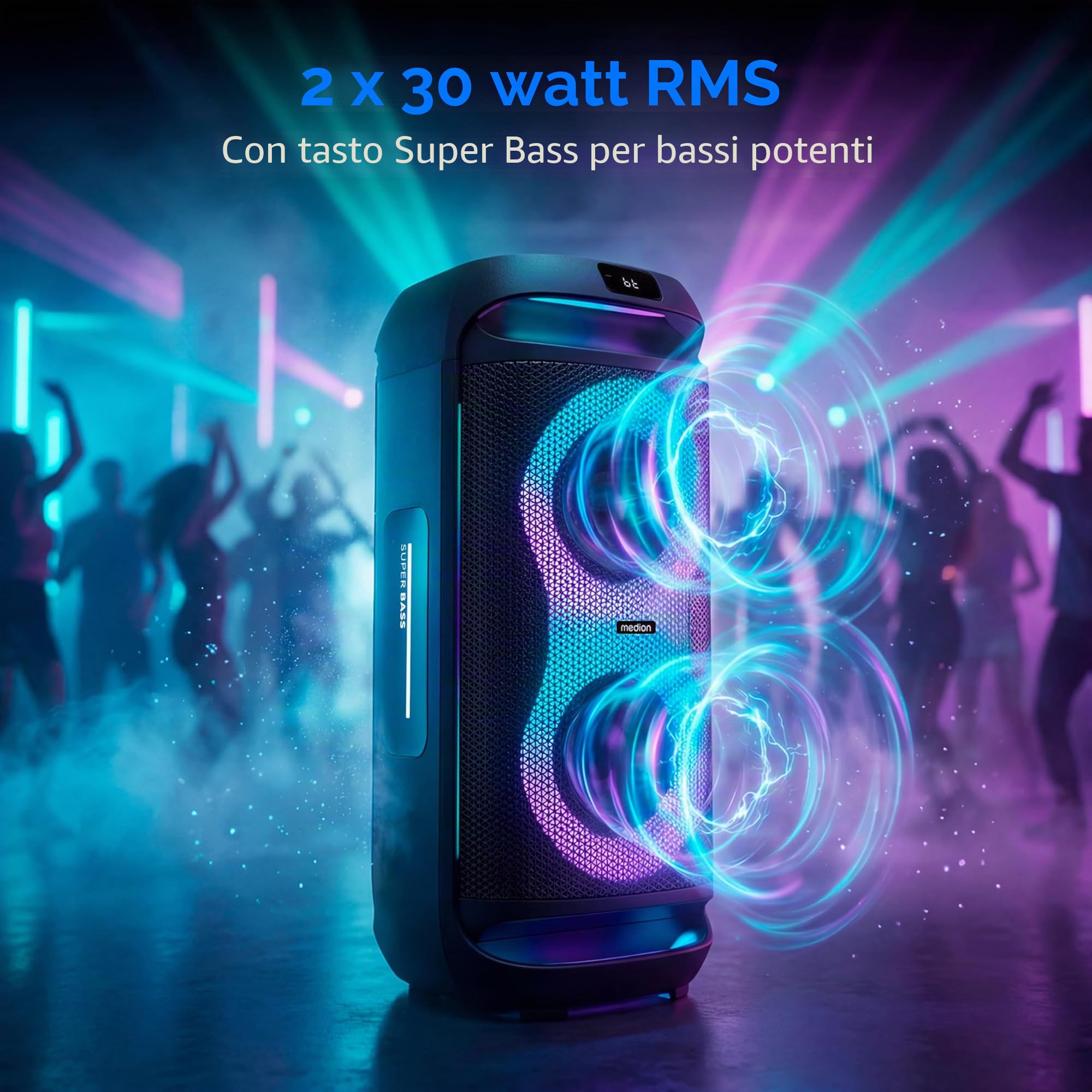 Medion PE-2 Plus Partybox Batteria con Microfono LED